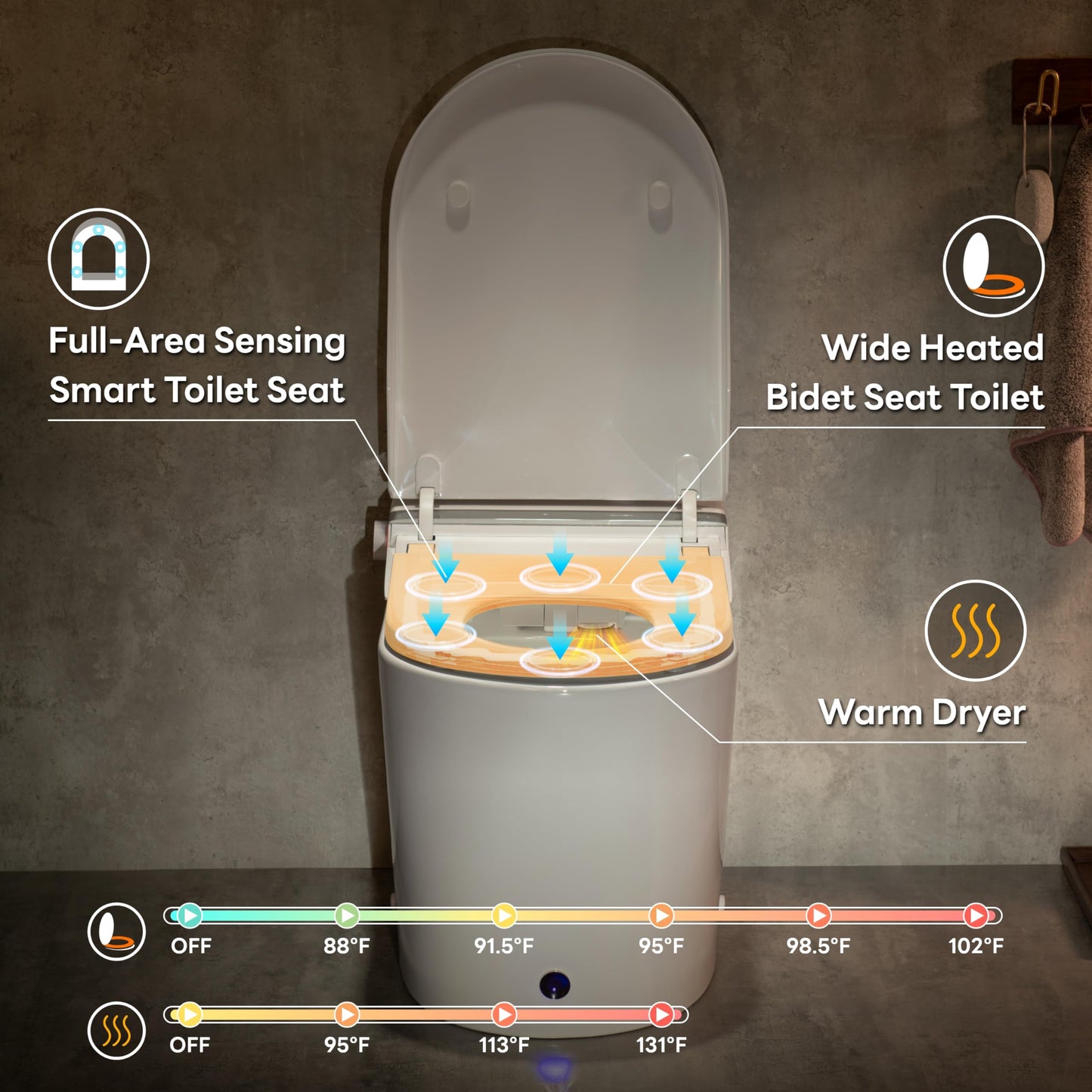CASTA DIVA Smart Toilet with Bidet Built In, Heated Toilet Seat with Auto Open/Close Lid, Foam Shield,ADA Comfort Bidet Toilet,Foot Sensor, Elongated One Piece Toilet for Bathrooms(K050Max)