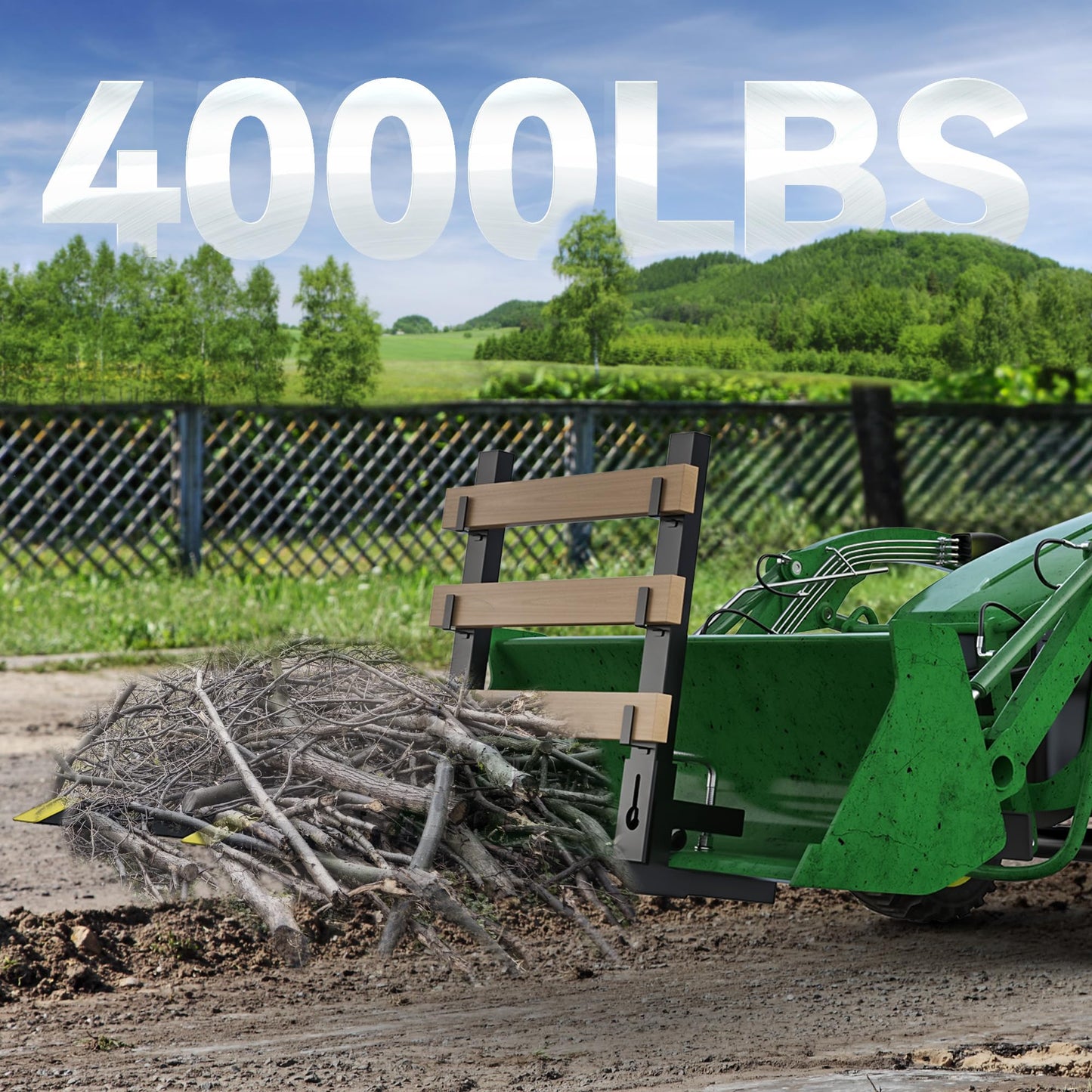 YITAMOTOR 60" Clamp on Pallet Forks, 4000lbs Heavy Duty Quick Attach Tractor Fork with Adjustable Stabilizer Bar & Anti-roll Bar for Bucket Tractor Loader Skid Steer