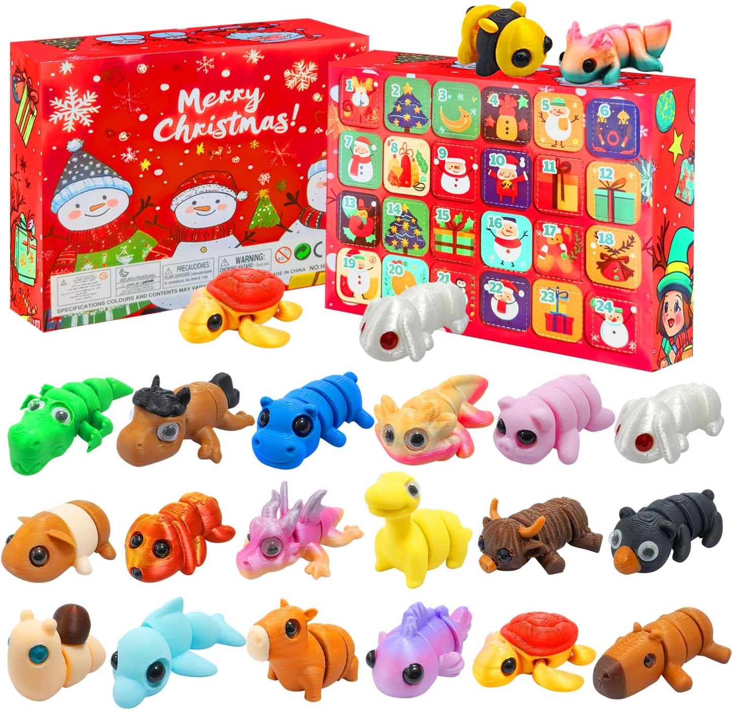 Skiennix 2024 Christmas Advent Calendar - Mini 3D Animal Toys for Kids & Adults | Perfect Stocking Stuffers