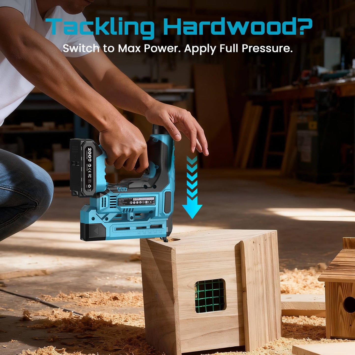 SEESII 18 Gauge Cordless Brad Nailer and Stapler Gun for Drywall, 20V 2-in-1 Electric Nail Gun with 2 Batteries, 1000pcs Nails & Staples, Adjustable Depth for Wood, Upholstery & DIY Projects
