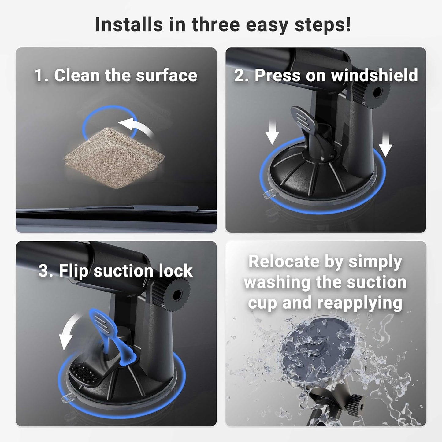 ARKON 7.25 inches Mounts - Phone Mount for Car | Car Phone Holder With Windshield Suction | Secure spring holder
