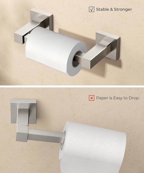 FORIOUS Toilet Paper Holder - Rustproof Stainless Steel Double Post Pivoting Design | Brushed Nickel Finish