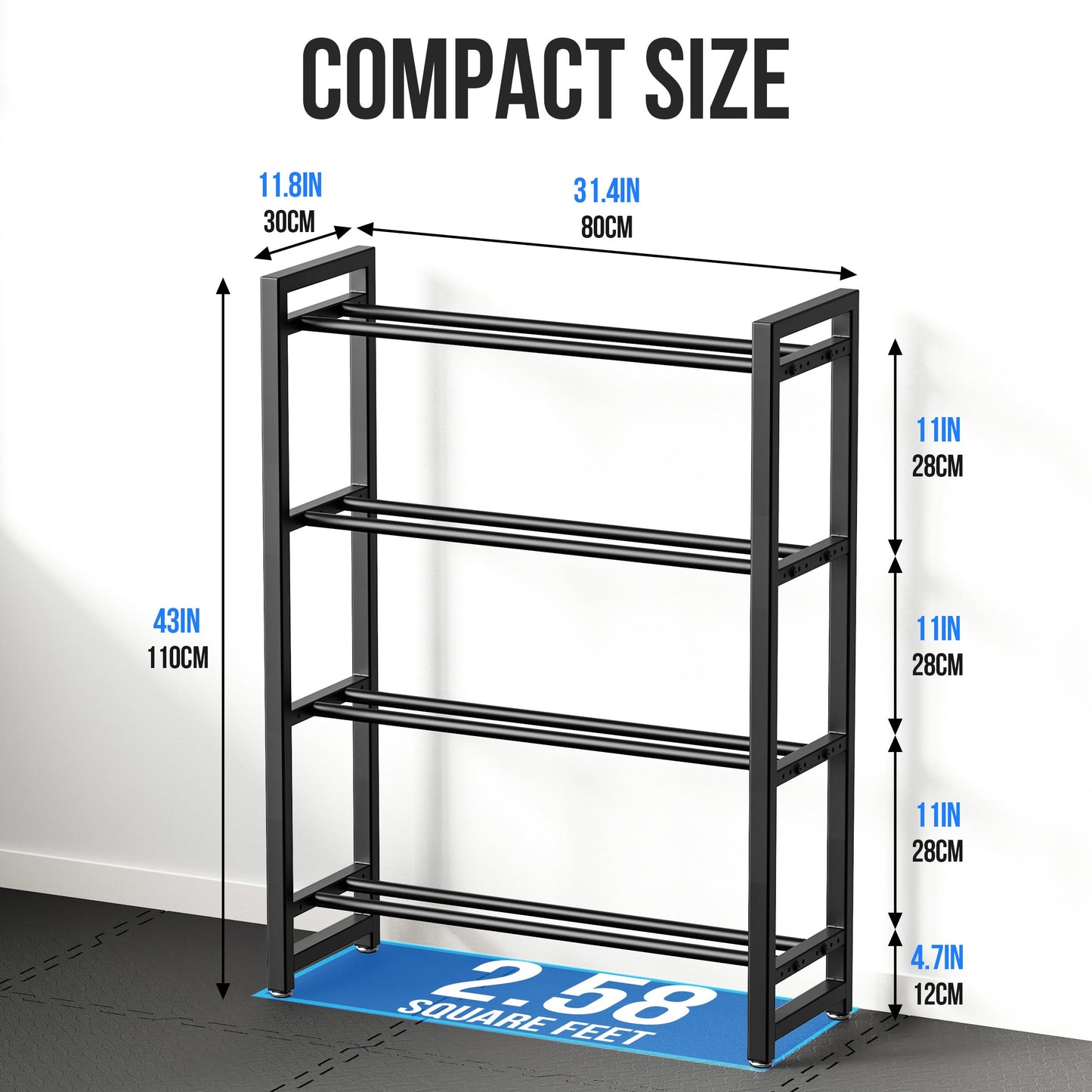 4 Tier Dumbbell Rack, Weight Rack for Home Gym, 1100 lb Capacity