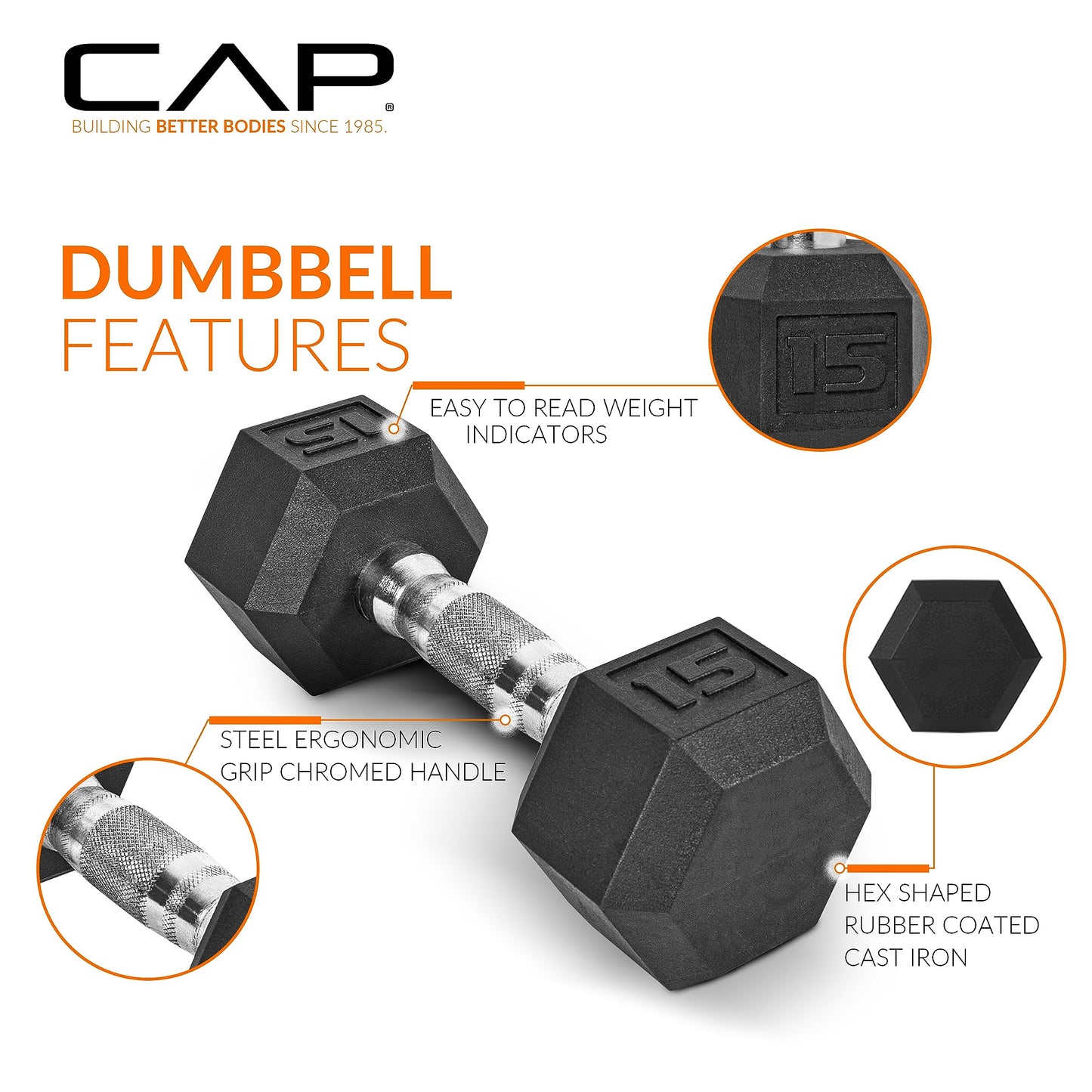 CAP 150 LB Rubber Coated Hex Dumbbell Hand Weight Set with Vertical Storage Rack - Chrome Handle | Red Rack