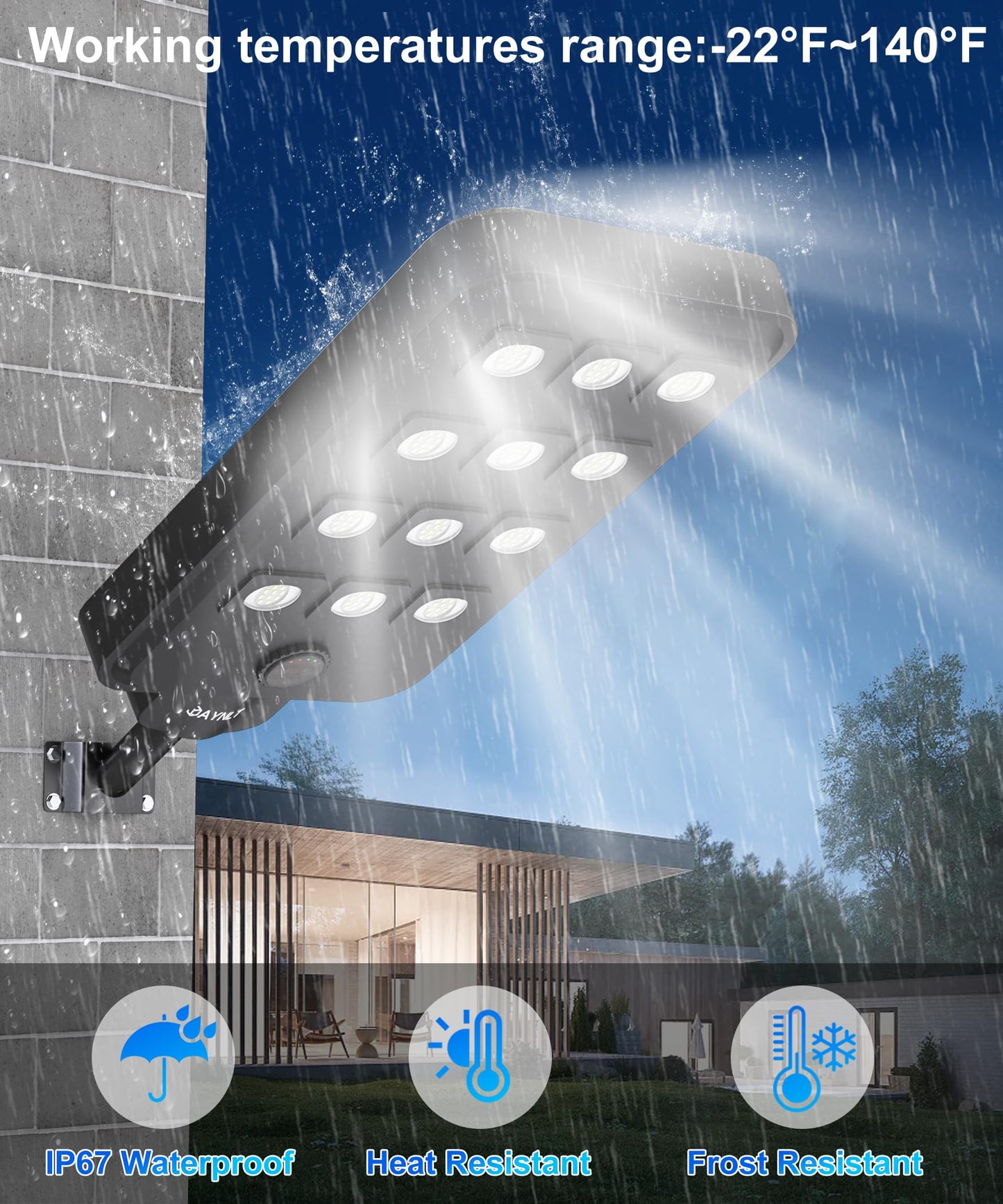 JAYNLT X-13000W Solar Street Lights Outdoor, Ultra-Large 6500K Commercial Parking Lot Lights Dusk to Dawn,IP67 Waterproof Solar Power Flood Security Light for Playground,Road