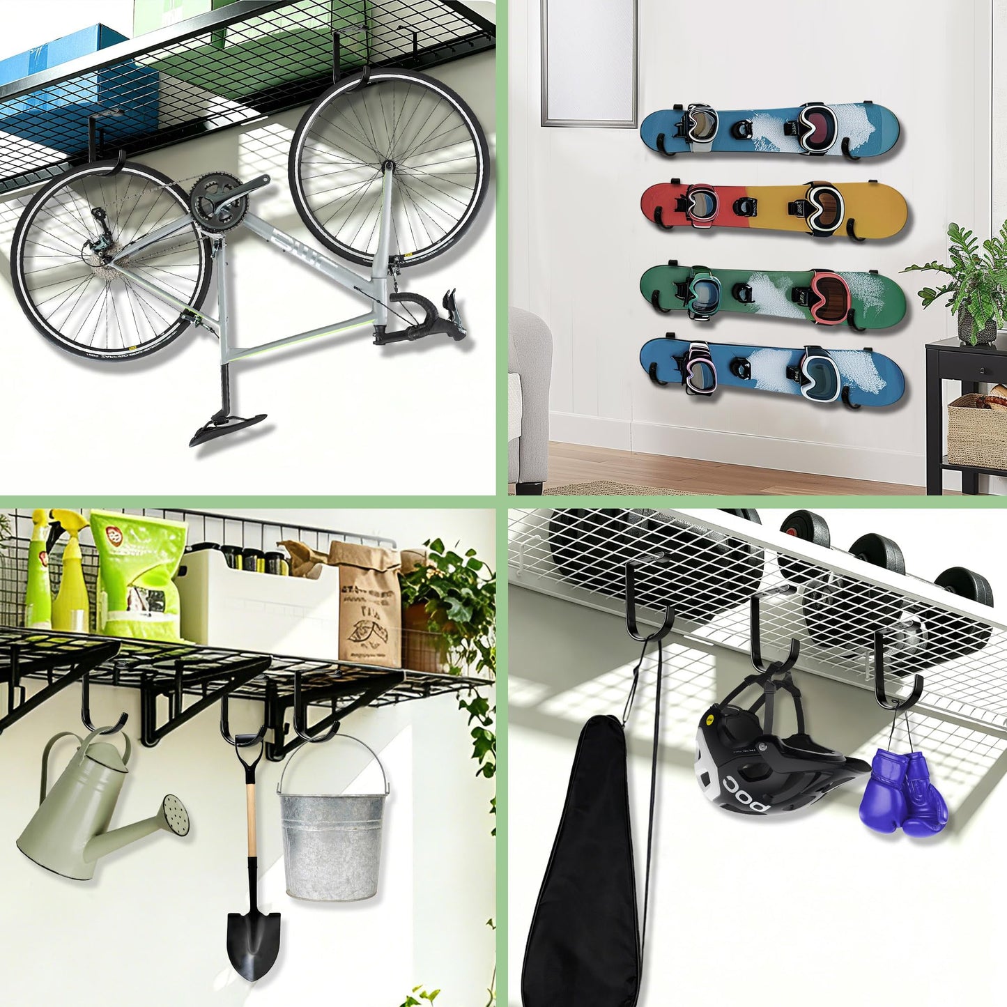 2 Pack Extra Large Bike Hooks for Garage, Bike Hanging Hooks 88lb Heavy Duty Ceiling Mount Storage Hooks for Bikes and Skis with Rubber Coated Anti Slip Black