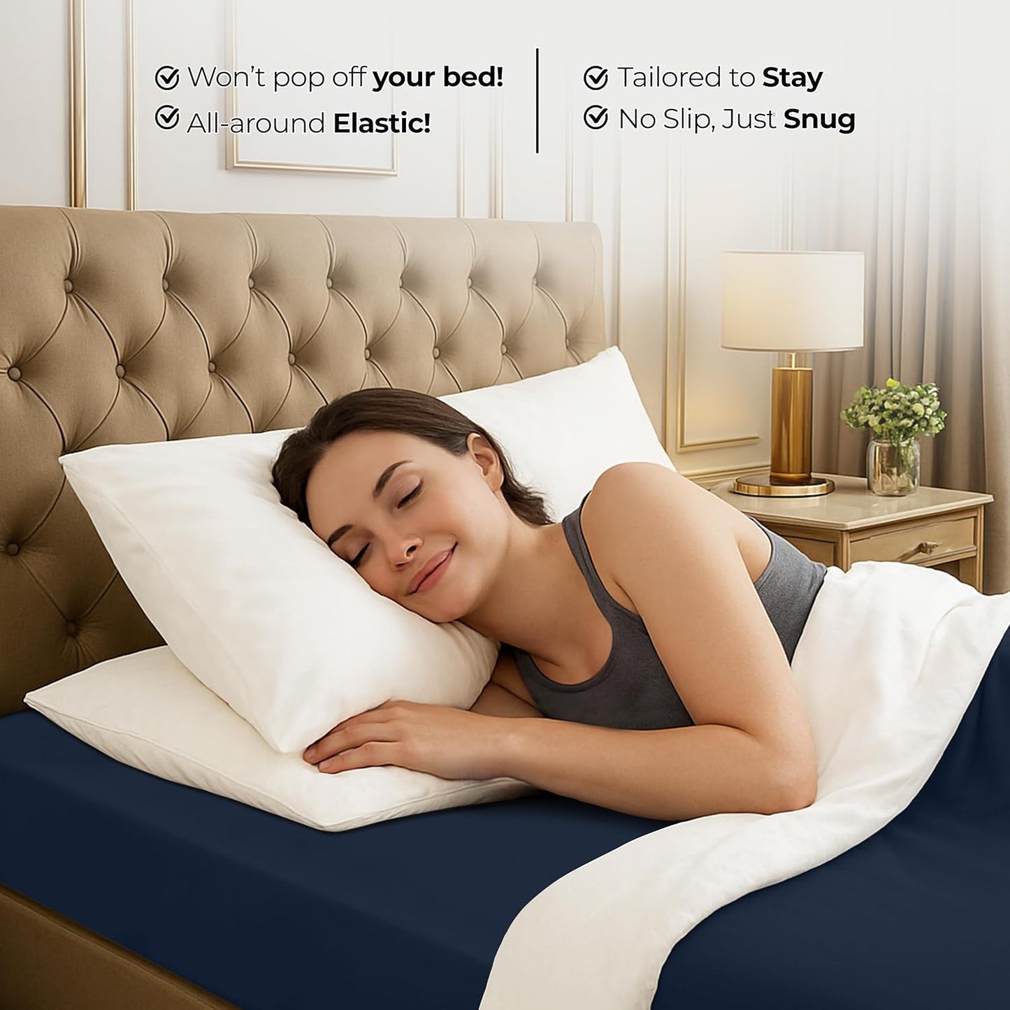 Utopia Bedding Queen Fitted Sheet - Deep Pocket Soft Microfiber - Fade Resistant & Easy Care (Navy)