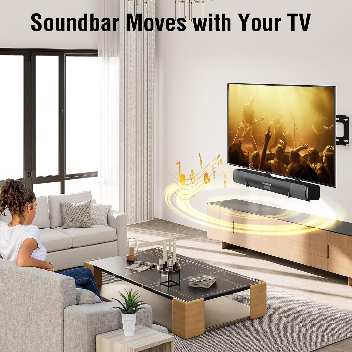 ELIVED 6.5" 17.7" 15 Lbs, YD5011 Soundbar Mount Under TV, Sound Bar TV Mounting Bracket with Holders Swivel to fit