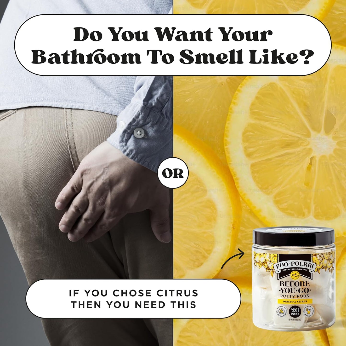Poo~Pourri Original Citrus Toilet Potty Pods - 2-in-1 Odor Remover & Cleaner - 20ct with Essential Oils