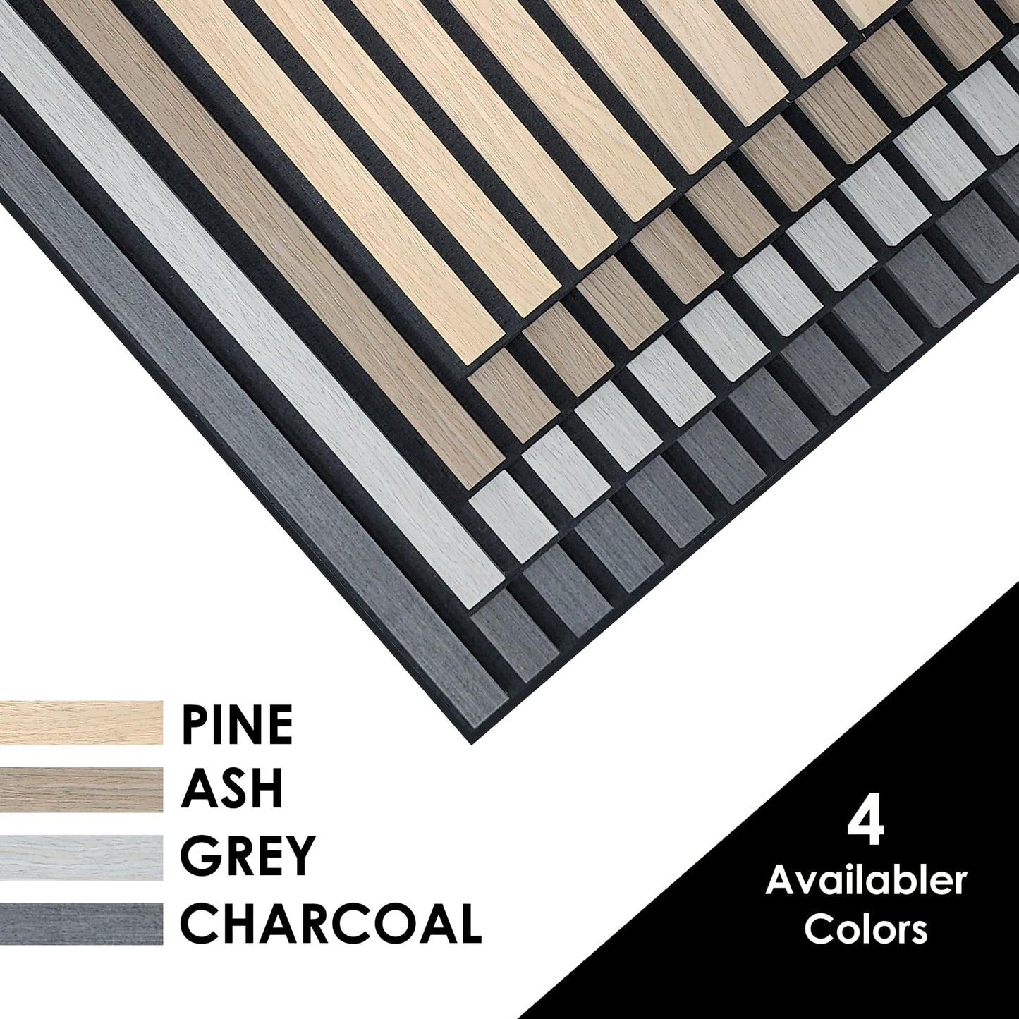 CONCORD WALLCOVERINGS ™ Fluted 3D Slat Acoustic Wall Panels – Interior Wooden Sound-Absorbing Veneers for Noise Reduction & Soundproofing - 23.5" x 23.5" (Pack of 4, Covers 15.2 Sq Ft) - Silver Ash