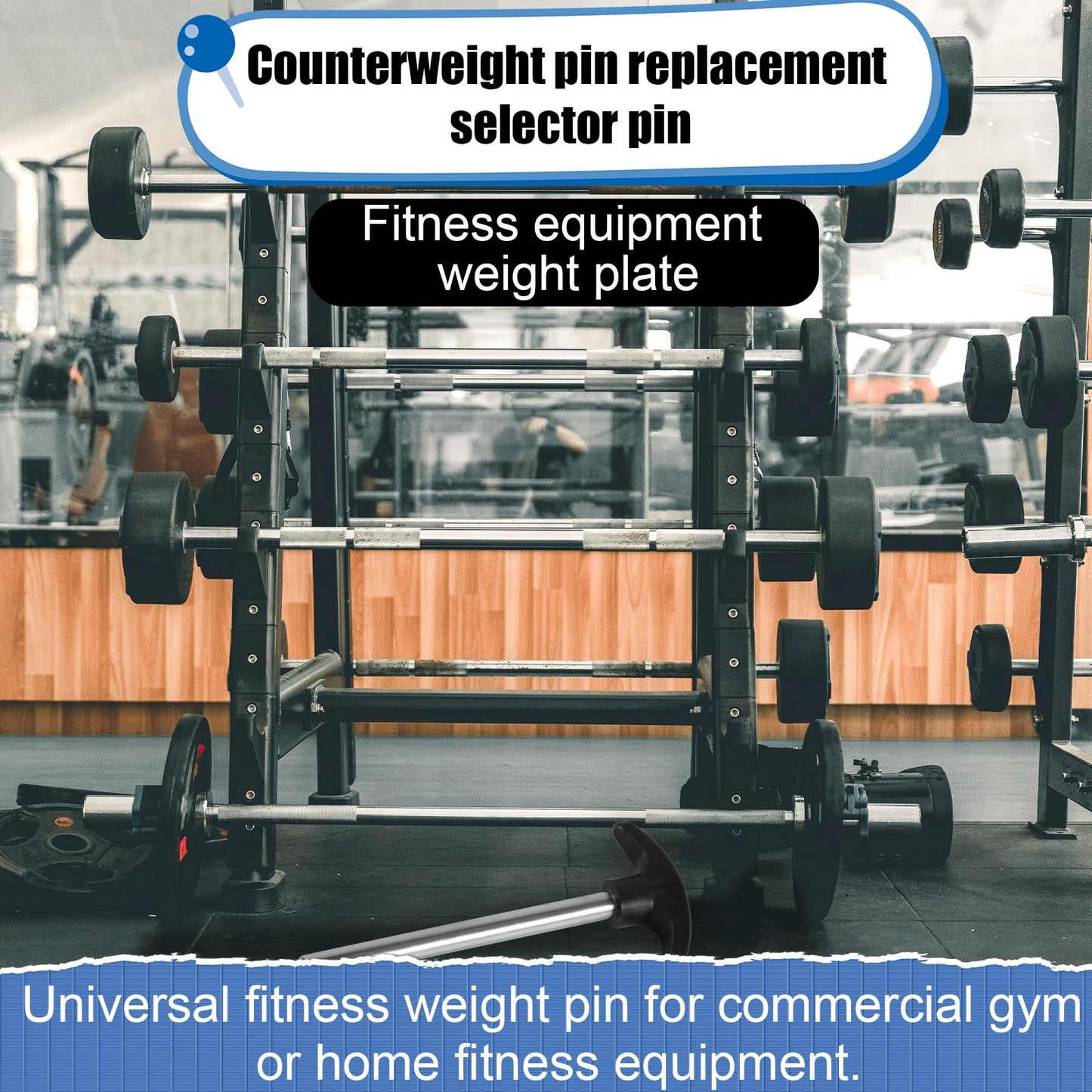 NQEUEPN Crescent-Shaped Weight Stack Pin, Pin Tensile 3/8 Inch Diameter 4.4 Inch Locking Space Heavy-Duty Gym Pin Weight Plate Pin for Home Gym Exercise Machine Accessories, Black, Silver