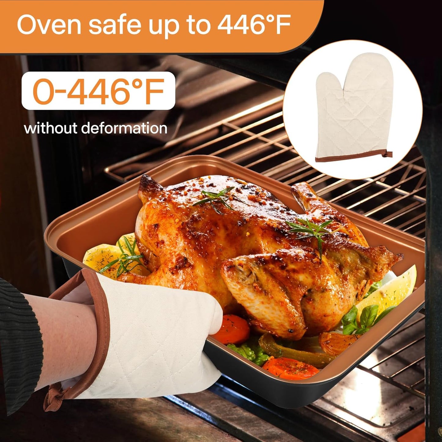 Skiennix Non-Stick Baking Pans Set - 6-Piece Bakeware with Cookie Sheet, Muffin, Cake, and Loaf Pan - Gold
