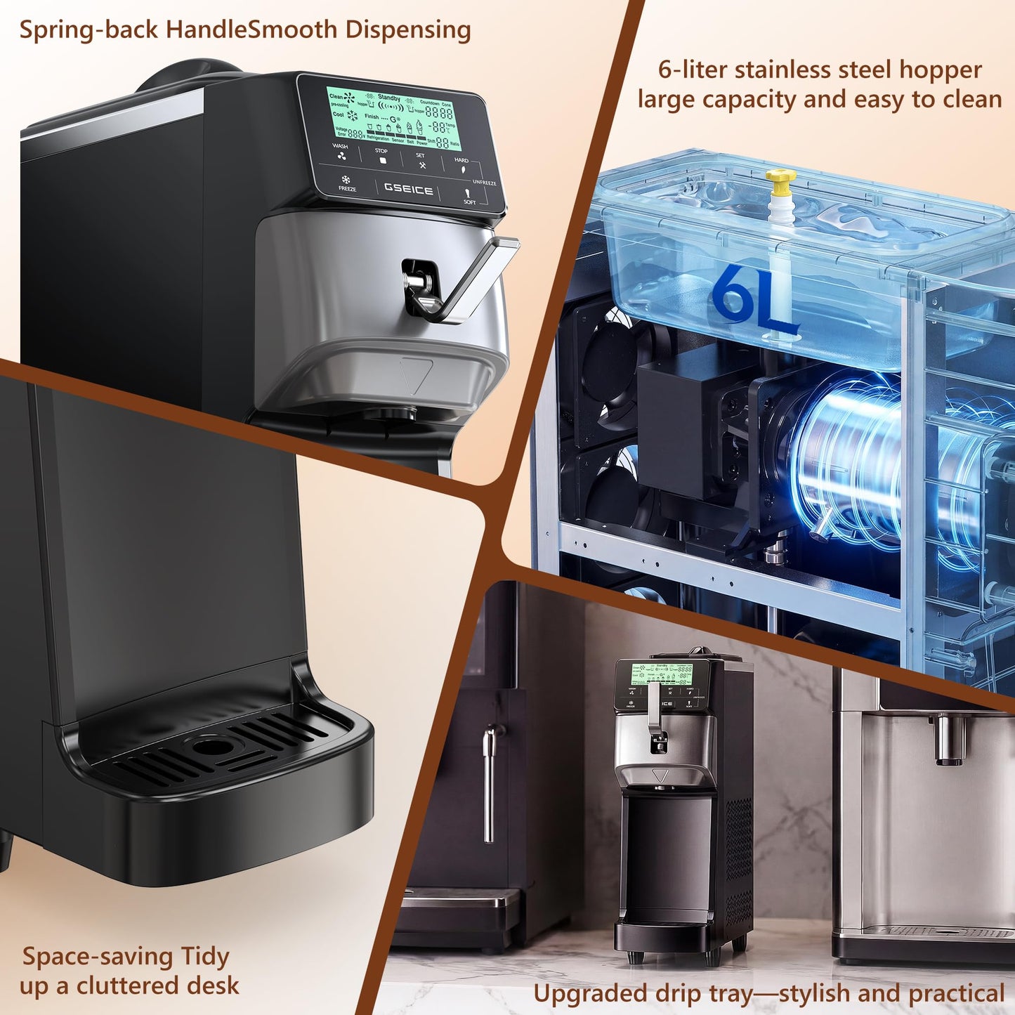 Soft Serve Ice Cream Machine – 3.5 Gal/H Single Flavor Ice Cream Maker with 5" HD Display, Pre-Cooling Function & 1.6 Gal Hopper, Ideal for Cafés, Restaurants, Bakeries and Commercial Use