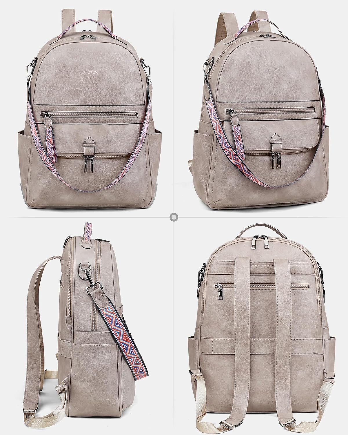 15.6 inch Backpack Backpack FADEON Leather Laptop Purse for Women, Designer Travel PU with Laptop Compartment for Work