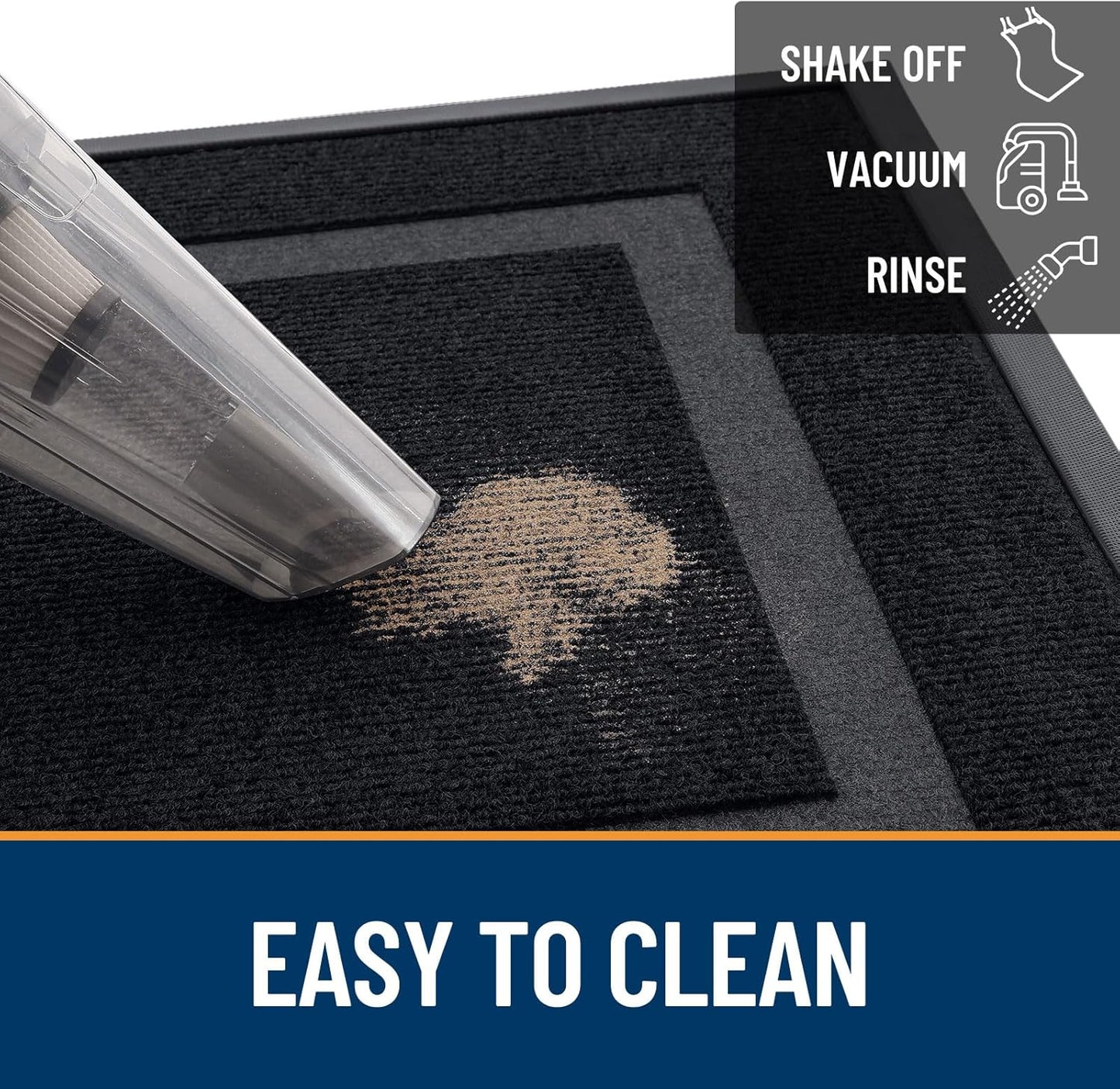 OLANLY Indoor/Outdoor Door Mat Set - Black Geometric Design (29.5x17 in & 32x20 in)
