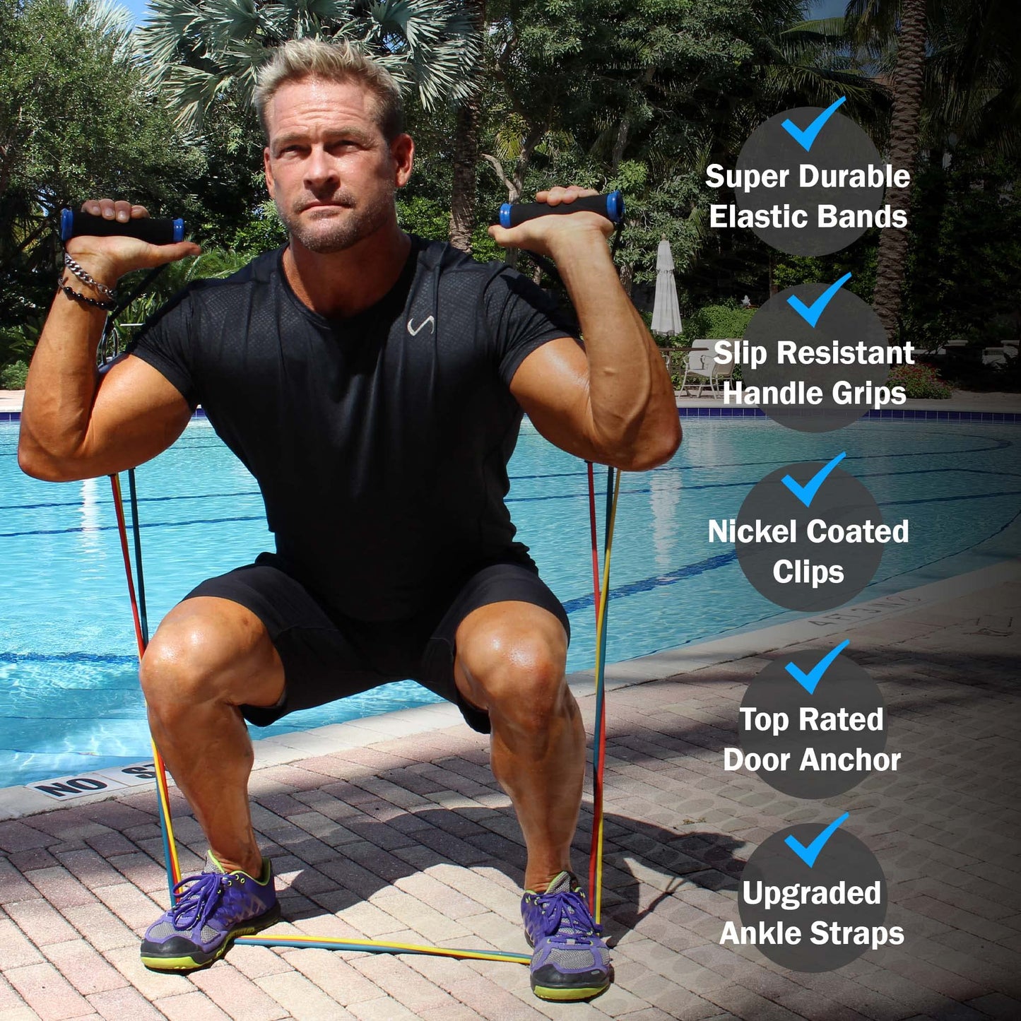 Bodylastics Pro Series Resistance Band Set - 6 Bands, Handles, Ankle Straps, Door Anchor, Carry Bag Heavy-Duty Stretch Exercise Bands and Snap Reduction Tech (3-280 Lbs Max Tension)