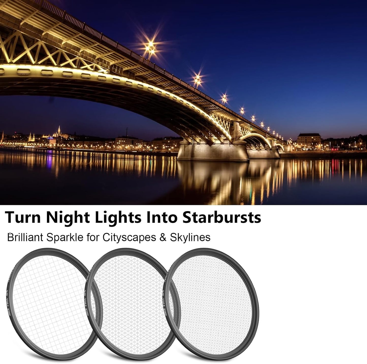 ARTCISE 77mm 6 (82mm) Star Filter Point Cross Screen Lens Filter for DSLR Camera, Starburst Effect Filter for Night