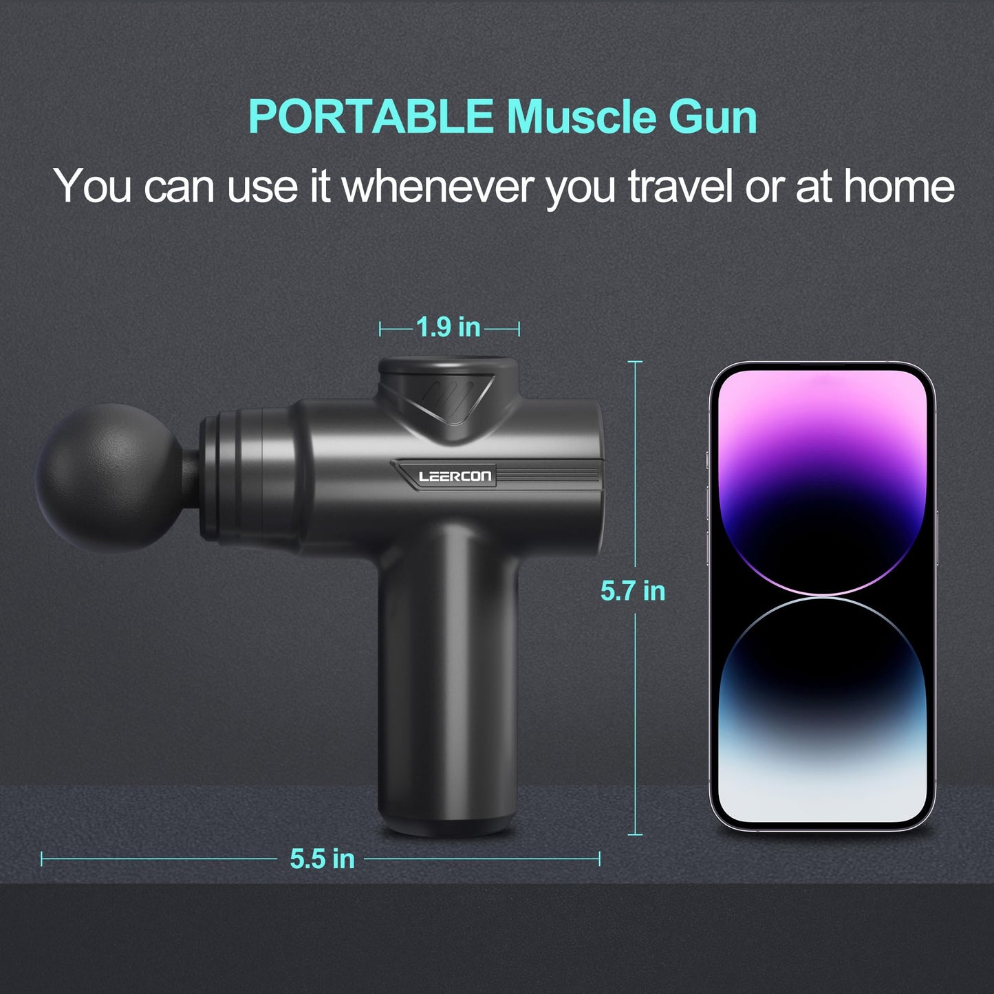 LEERCON Mini Massage Gun for Deep Tissue Pain Relief, Handheld Portable Percussion Muscle Massager with 6 Speeds & 4 Heads, Fascial Gun for Gym, Office & Travel - Gift for Dad, Mom, Athletes