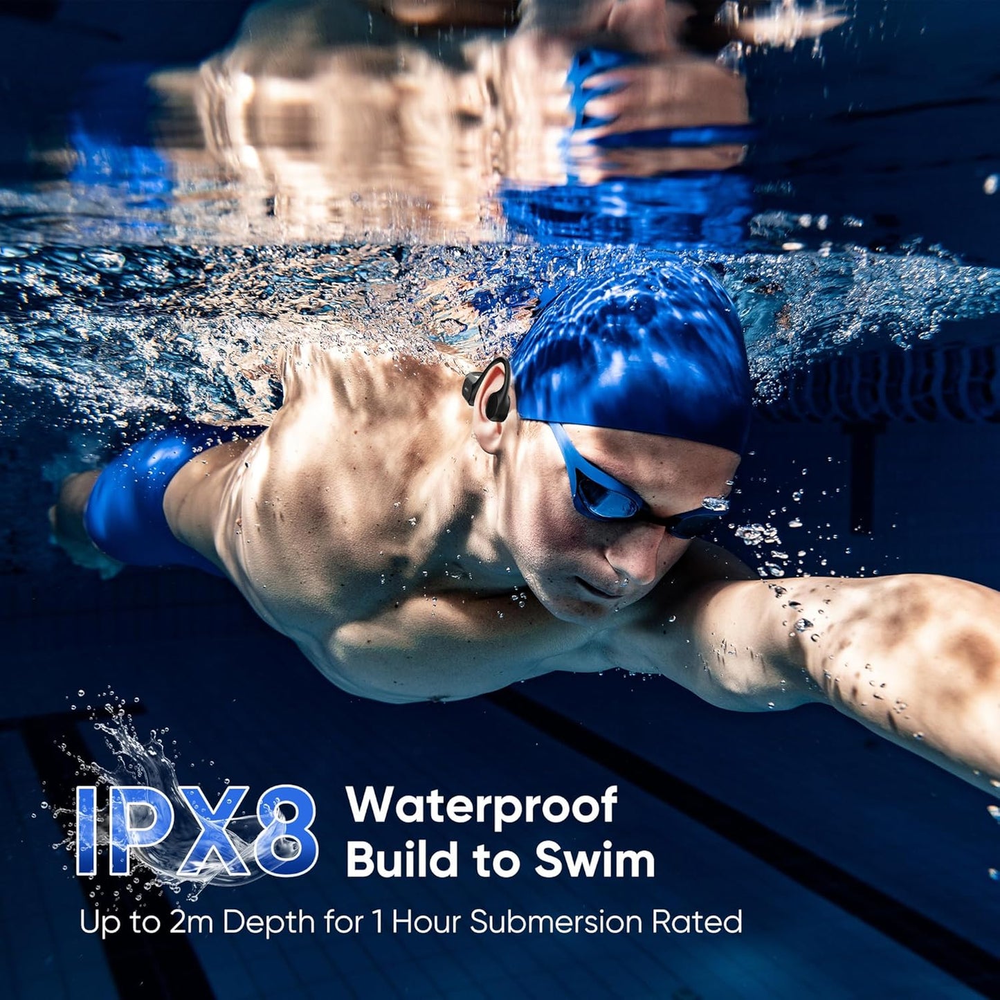 Nanajorwa IPX8 Swimming 32GB MP3 6.0 10H Bone Conduction Headphones, Waterproof Headphones with Player, Bluetooth