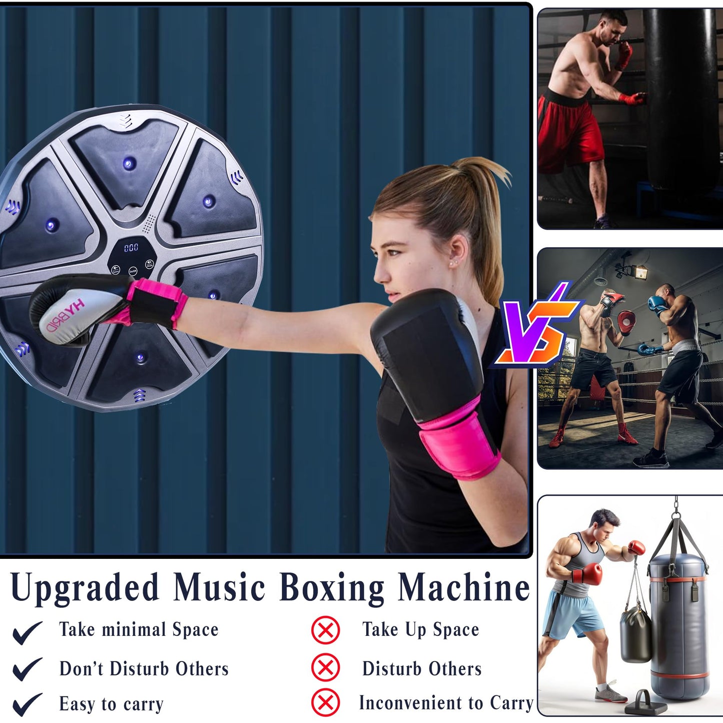 Klaasen Smart Music Boxing Machine for Kids & Adults | Bluetooth Music | 9 Training Modes | Professional Reflex & Speed Trainer, Wall Mounted Boxing Target | Perfect Fitness Gift for Kids