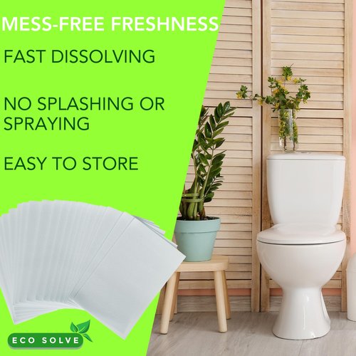 Eco Solve Toilet Bowl Cleaner Strips 60 Count, Unscented Eco-friendly, Non-toxic, Septic Safe, Removes Odors & Stains, Plastic-free, Natural Toilet Bowl Cleaner for Quick and Easy Cleaning