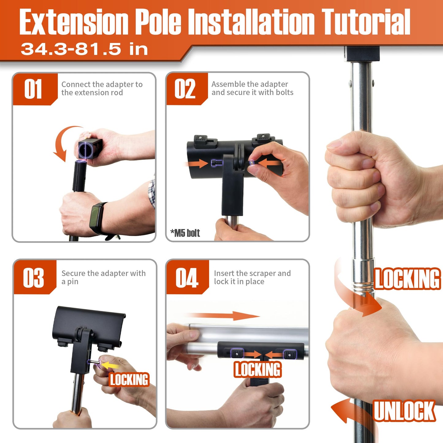 Professional Drywall Skimming Blade Kit (12", 16", 24", 32" & 40"), Stainless Steel Wall Finishing Tools with Extension Pole, Roller & Putty Knife, Lightweight Set with Carrying Case