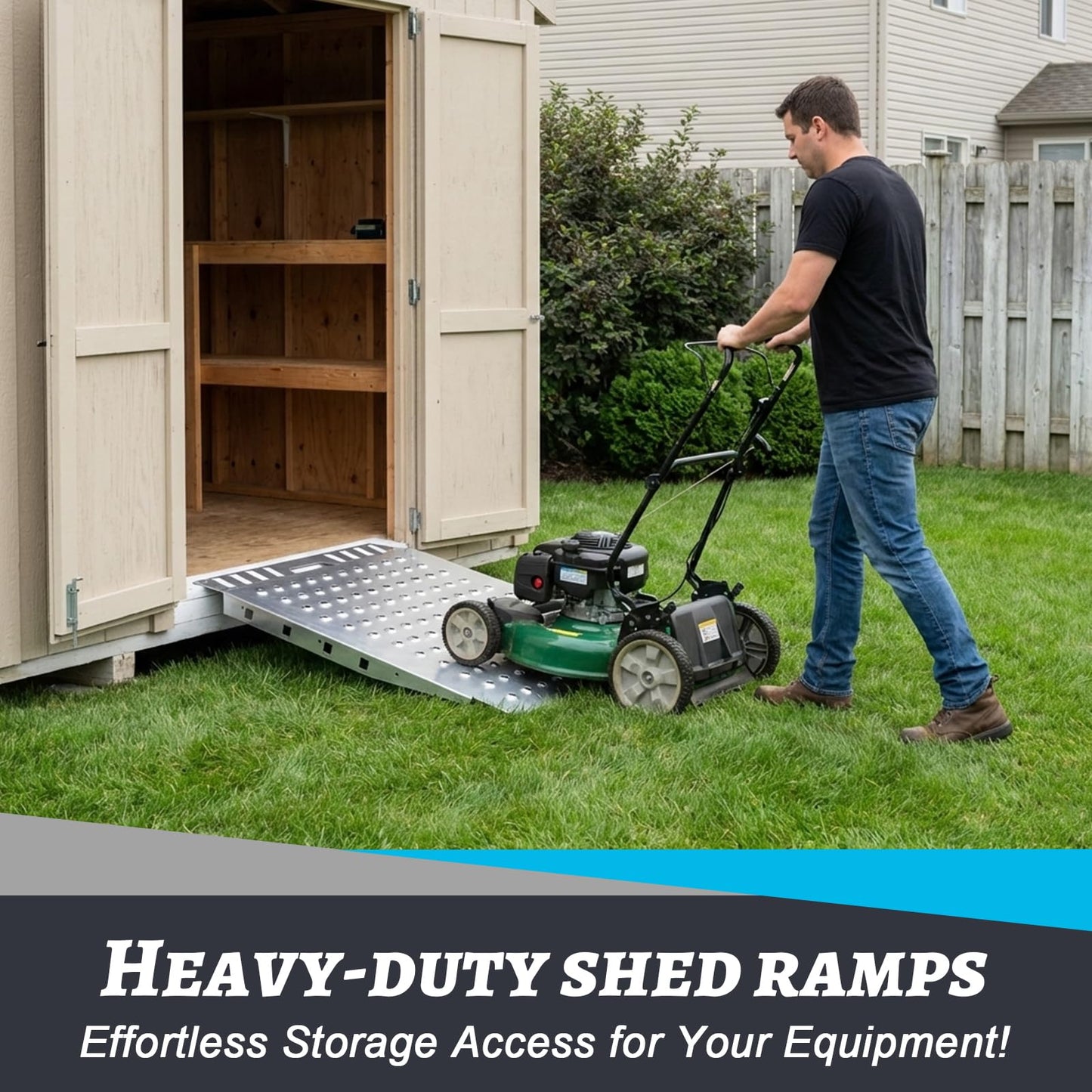 Heavy-Duty shed ramp 1500LB Galvanized Steel Perforated Plate ramp with Anti-Slip Design, Suitable for lawnmowers, All-Terrain Vehicles,and Garage Door Sills. (Silver, 2PCS (29" L x 48" W))