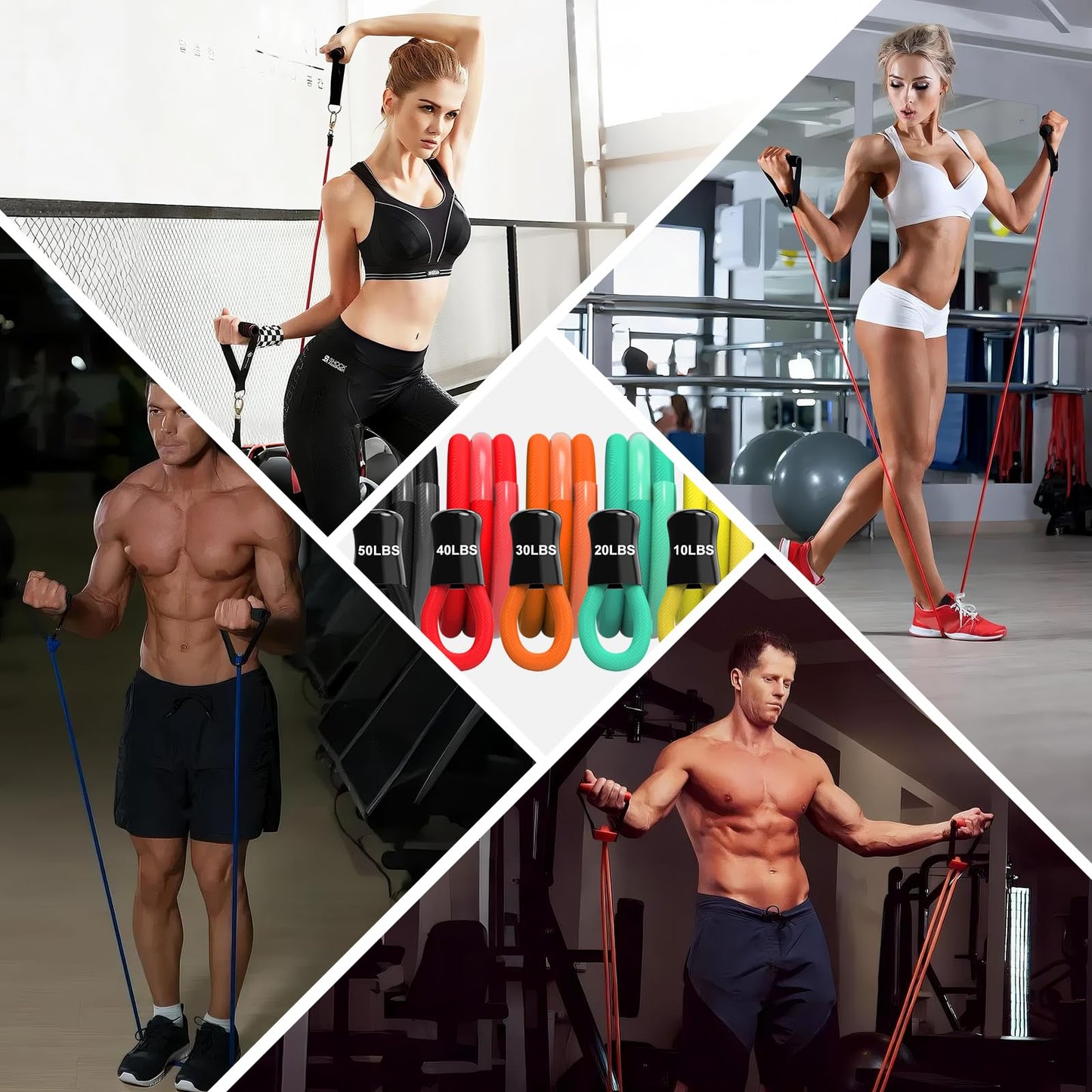AlpinexFit Resistance Bands for Working Out,150LBS Exercise Bands with Handles,Workout Bands for Men Women, Fitness Bands Set for Muscle Training, Strength, Slim, Yoga, Home Gym Equipment