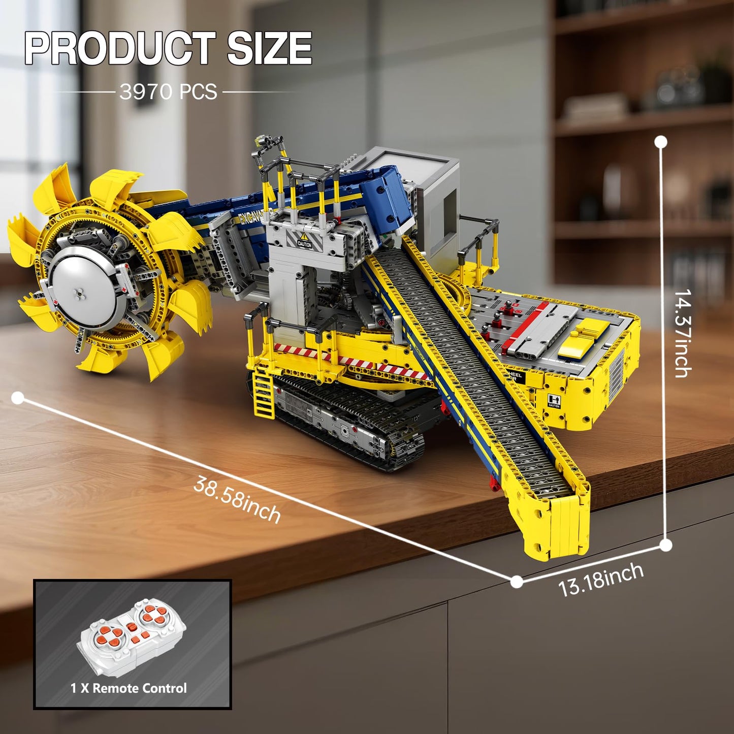 Reobrix Bucket Wheel Excavator Building Blocks Set 22017, Remote Control Construction Vehicle Model Kit for Adult, RC Technic Engineering Car Toys Gifts for Boys and Girls 14+, (3970 PCS)