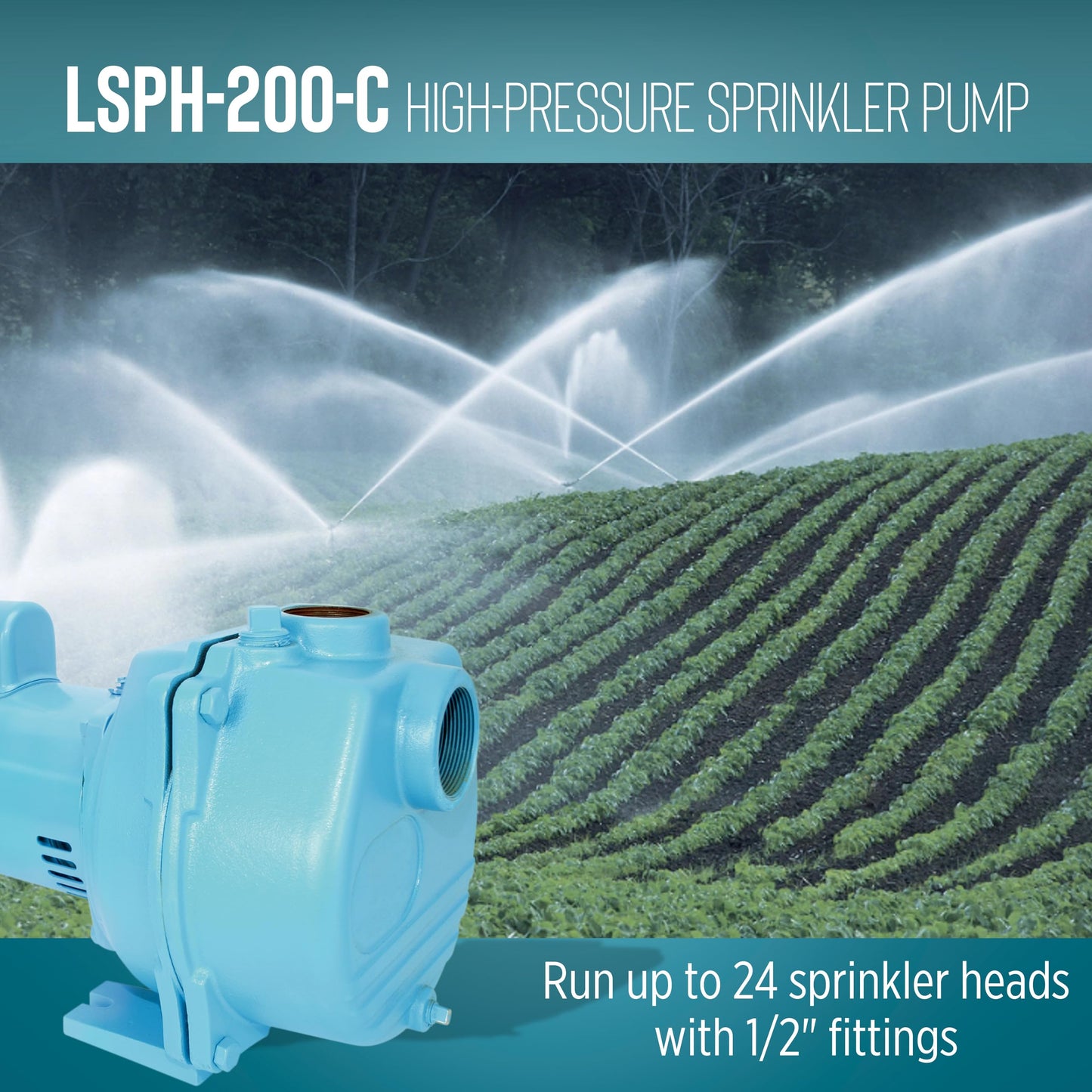 Little Giant LSPH-200-C 2 HP, 230 Volts, 84 GPM, 57 PSI High Pressure Sprinkler/Irrigation Pump, Blue, 558298