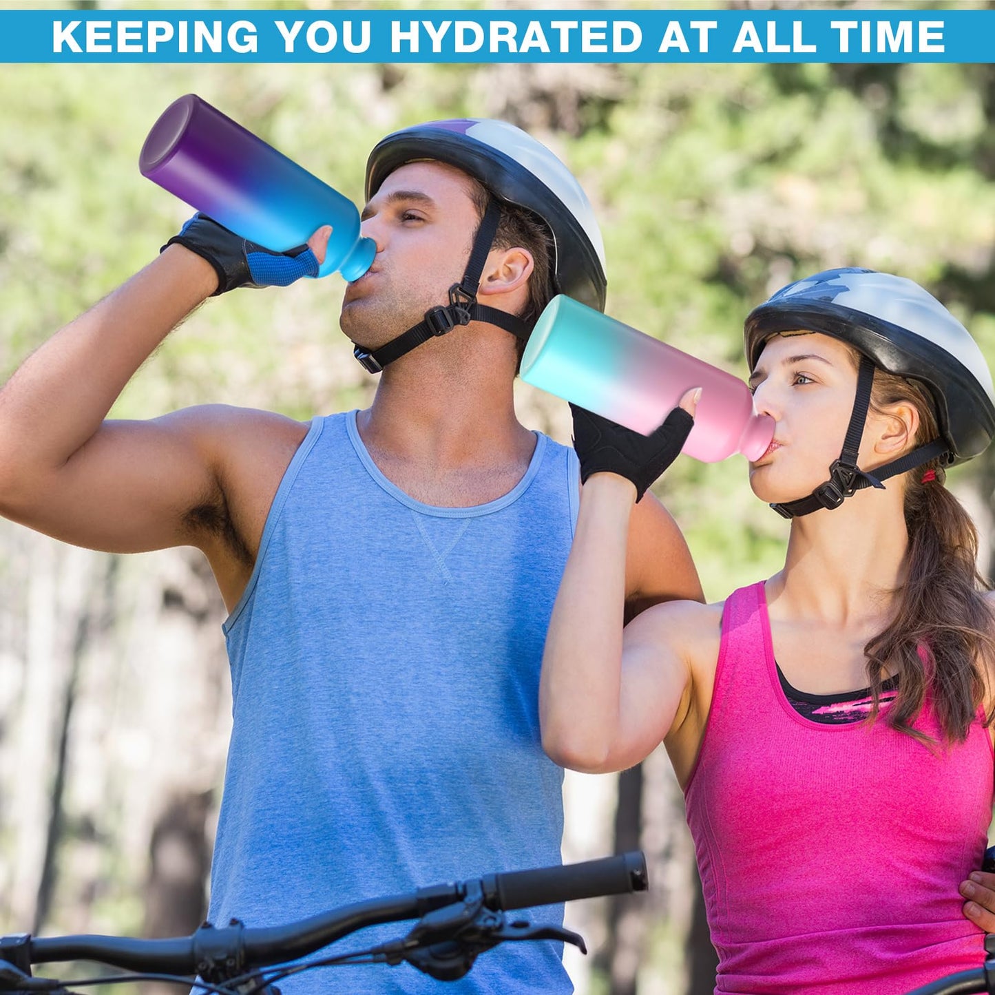 Potchen 18 Pcs Water Bottles Multipack Aluminum Bulk Graduation End of Year Nurse Teacher Gifts Metal Reusable Lightweight Sport School Leak Proof Twist Cap Gym Hiking Travel(Gradient Color,17 oz)
