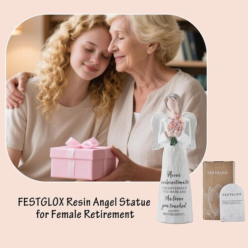 FESTGLOX Retirement Gifts - Happy Retirement Angel Figurine for Women | 5.3" Decor for Nurses & Teachers
