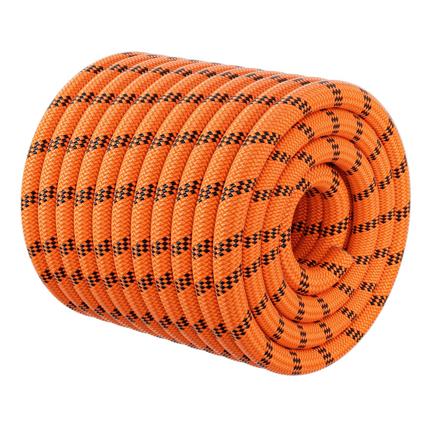 Double Braided Arborist Rigging Rope - 3/8 in X 100 ft 48 Strands Rappelling Outdoor Pulling Heavy Duty Polyester Bull Rope for Swing Tree Work Camping Rescue Hiking - Orange