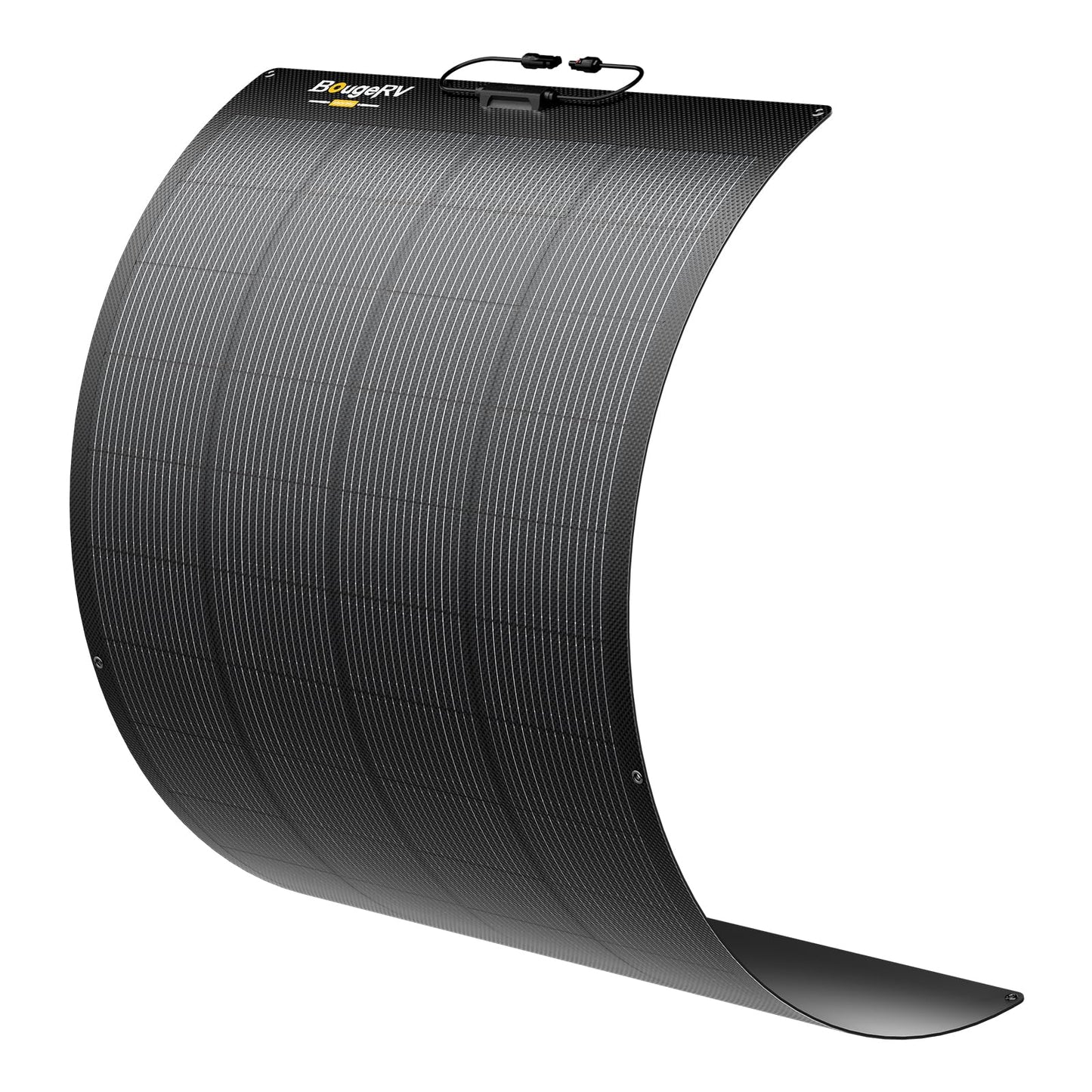 BougeRV Arch Pro 200 Watts Anti-Shading N-Type Fiberglass Flexible Solar Panel, Portable 24 Volts 16BB Mono Cell 25% High-Efficiency, Compact for RV Camping Home Boat Marine Curve Surface Black