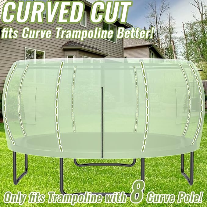 Gardenature 10FT/12FT/14FT Trampoline Tent(Tent Only), Fit Round Trampolines, Shade Cover with LED Light, Outdoor Trampolien Accessories, Anti-Tear