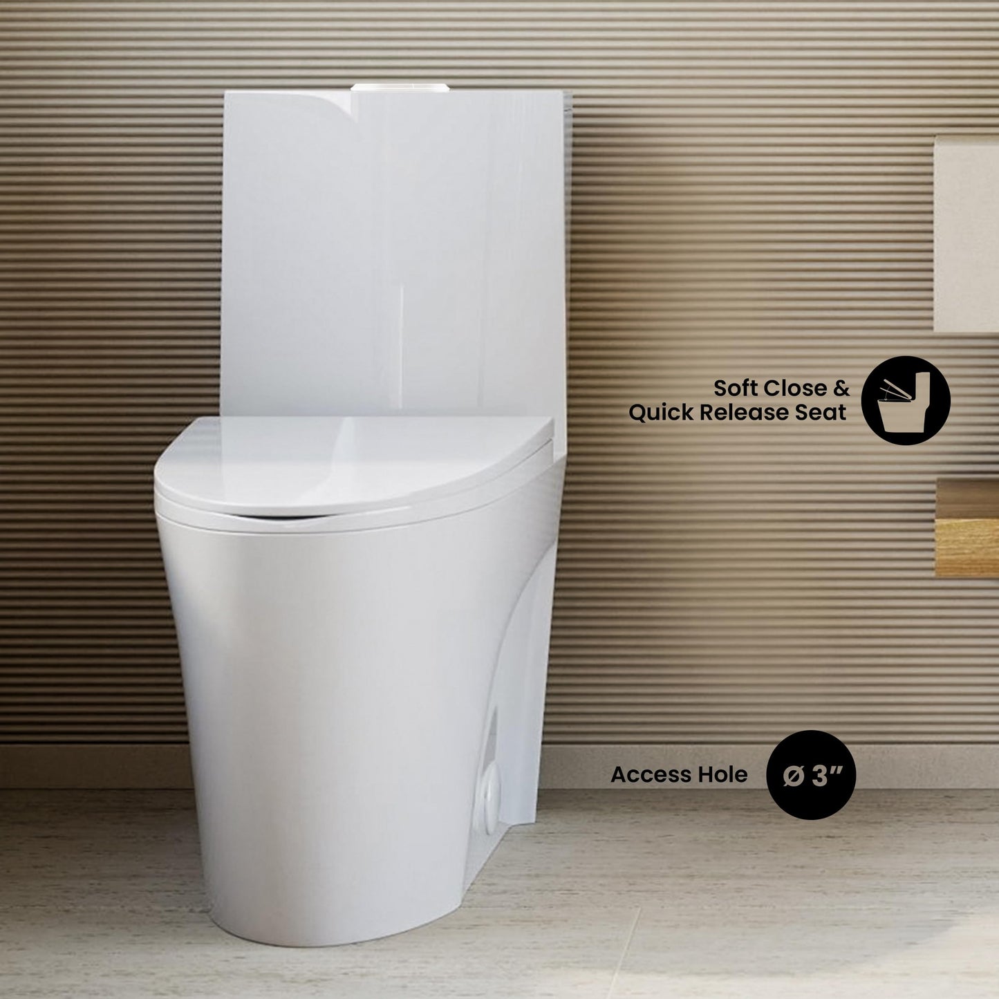 Swiss Madison SM-1T254 St. Tropez One Piece Toilet Dual Tornado Flush 0.8/1.28 GPF with Soft Closing Seat, Comfort Height