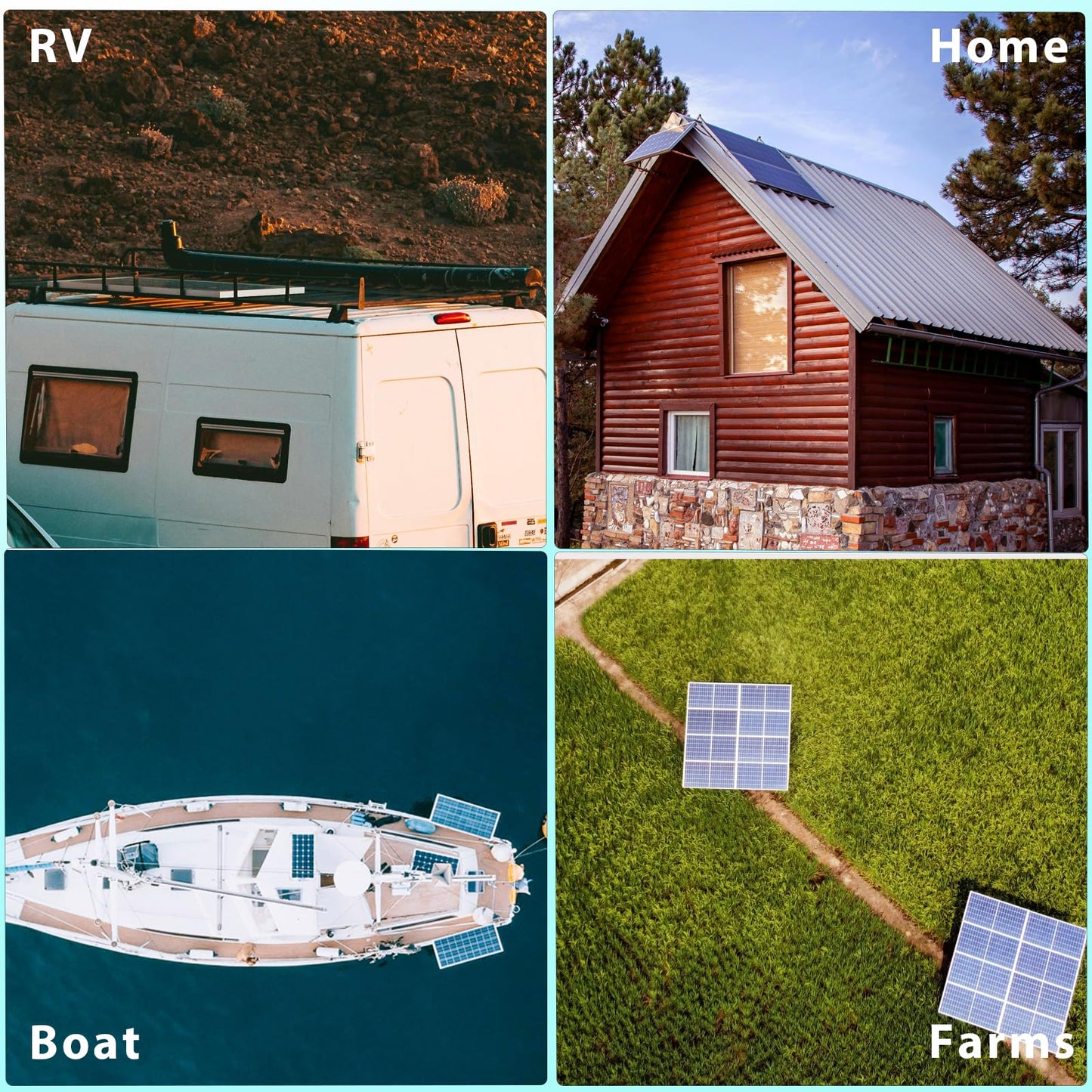 WUZECK 200 Watt 12Volt/24Volt Solar Panel Starter Kit 2PCS 105W Monocrystalline Module 20A Charge Controller for RV, Boats, Trailer, Camper,Cabin Off-Grid System(200W Solar kit)
