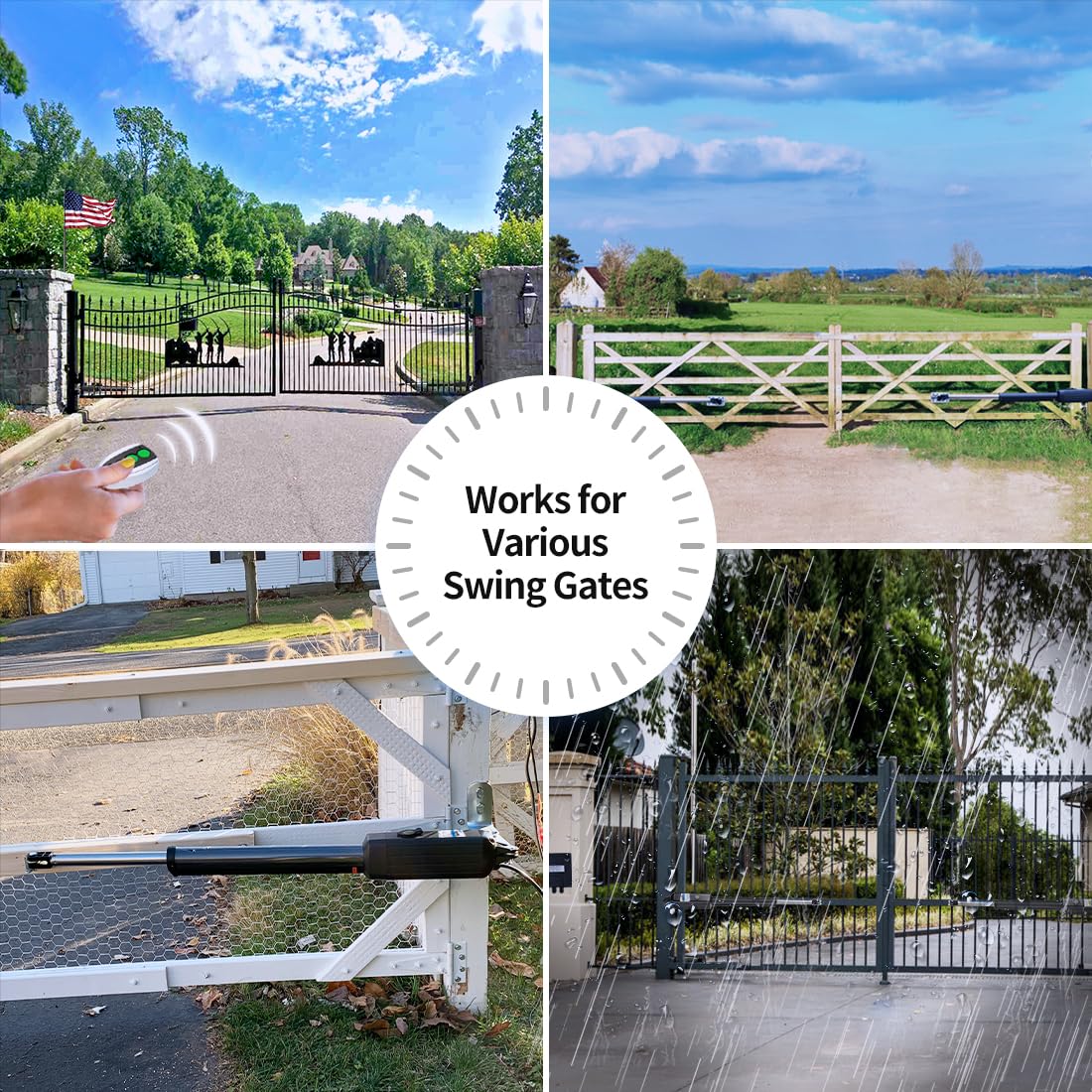 TOPENS A8132 Dual Swing Gate Opener Heavy Duty Automatic Gate Motor for Double Swing Gates Up to 18ft per Arm, Electric Driveway Gate Operator AC Powered with Remote Control Kit Solar Compatible