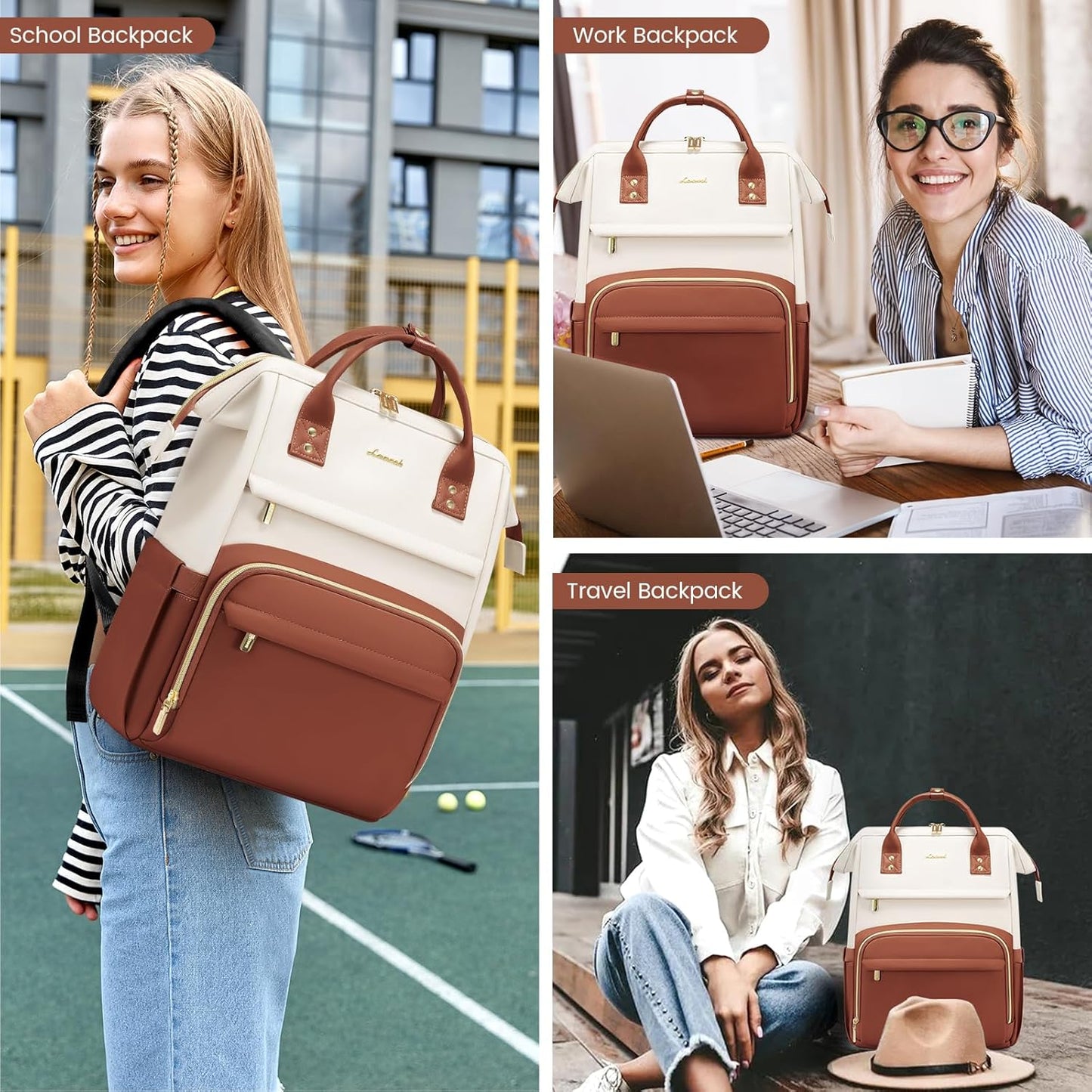 Backpack Women,17 inch Backpack Backpack Backpack LOVEVOOK Leather for Leather Laptop Women,Professional Work Nurse