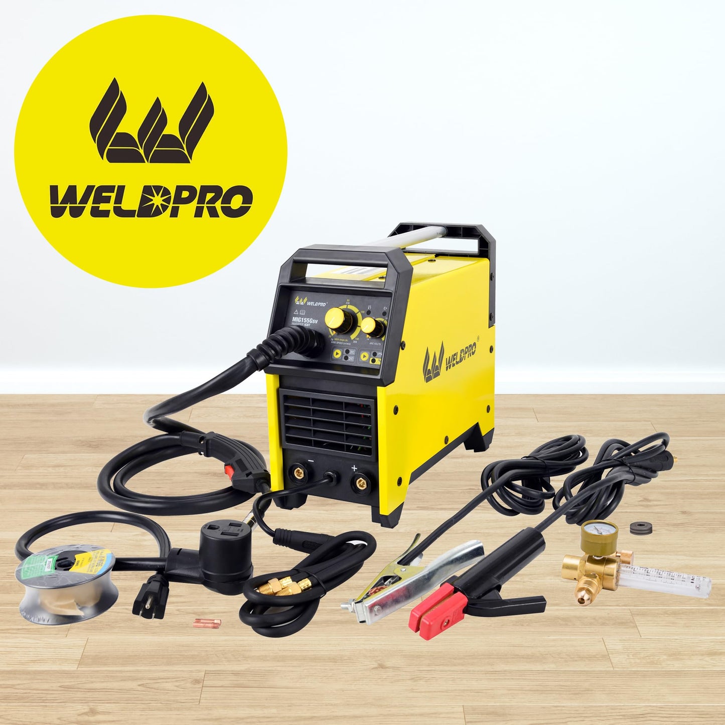 Weldpro 155 Amp MIG Welder, 110V/220V 3 in 1 Welding Machine, Flux Core MIG/Gas MIG/MMA/Stick Welder, Welder Machine with Synergy, IGBT Inverter Portable Welder Equipment for Beginner