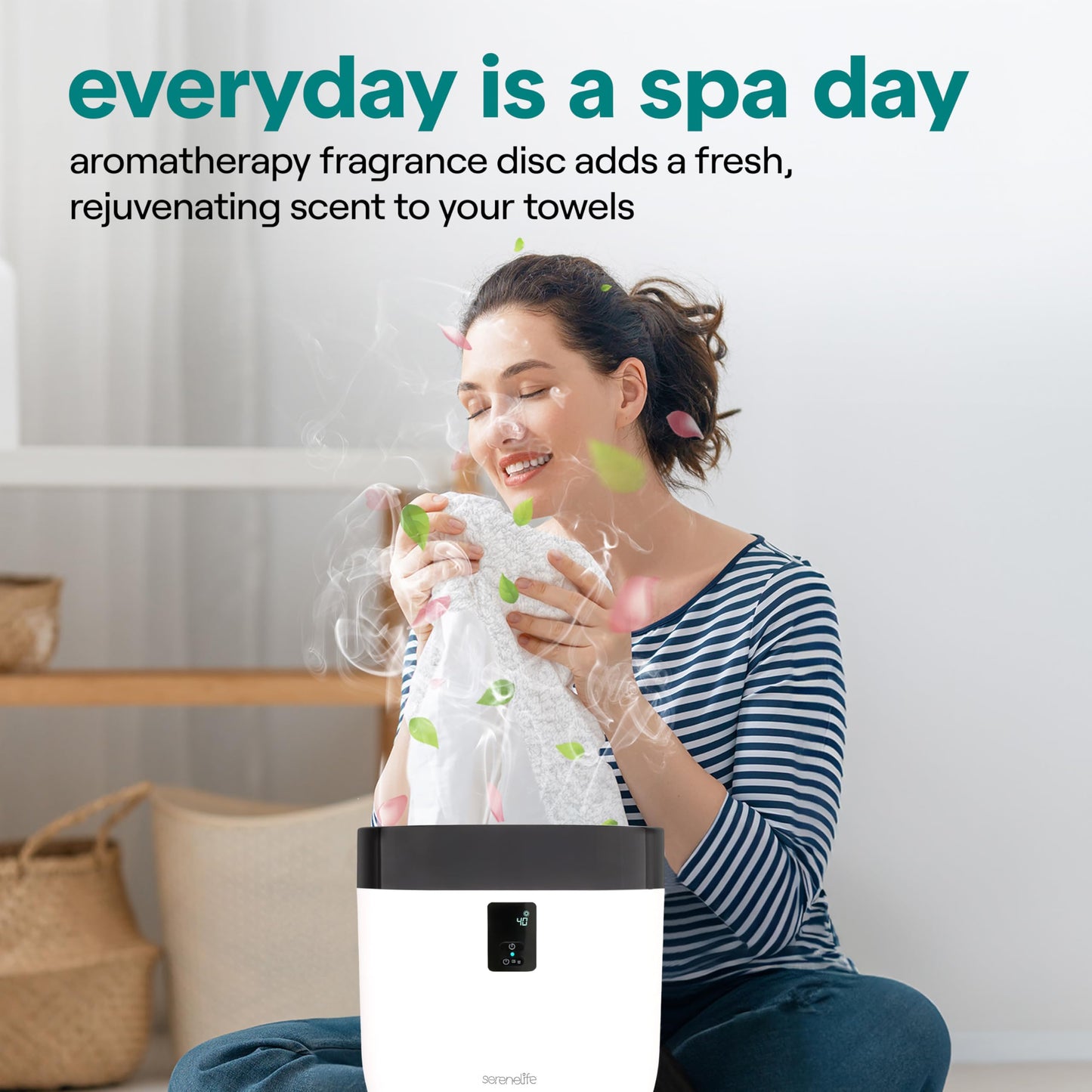 Serenelife Counter Towel Warmer, Luxury Towel Warmer Bucket, Towel Warmer for Bathroom, Auto Shut Off, Fits Oversized Towels, Bathrobes, Blankets, PJ's and More