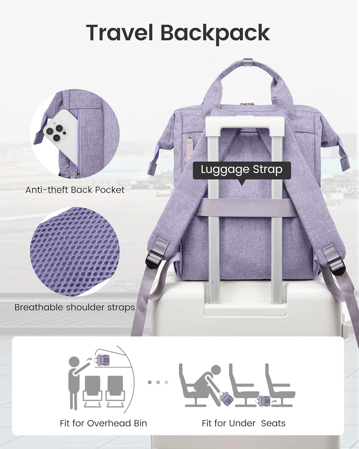 Backpack 15.6 Inch Backpacks Daypack, 15.6 inch LOVEVOOK Laptop for Women, Teacher Nurse Bag Work Travel Computer