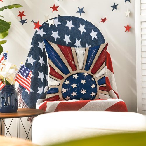 AVOIN Colorlife Throw Pillow Covers - Patriotic Red, White & Blue Fireworks Design | 18 x 18 Inch Set of 4 for 4th of July