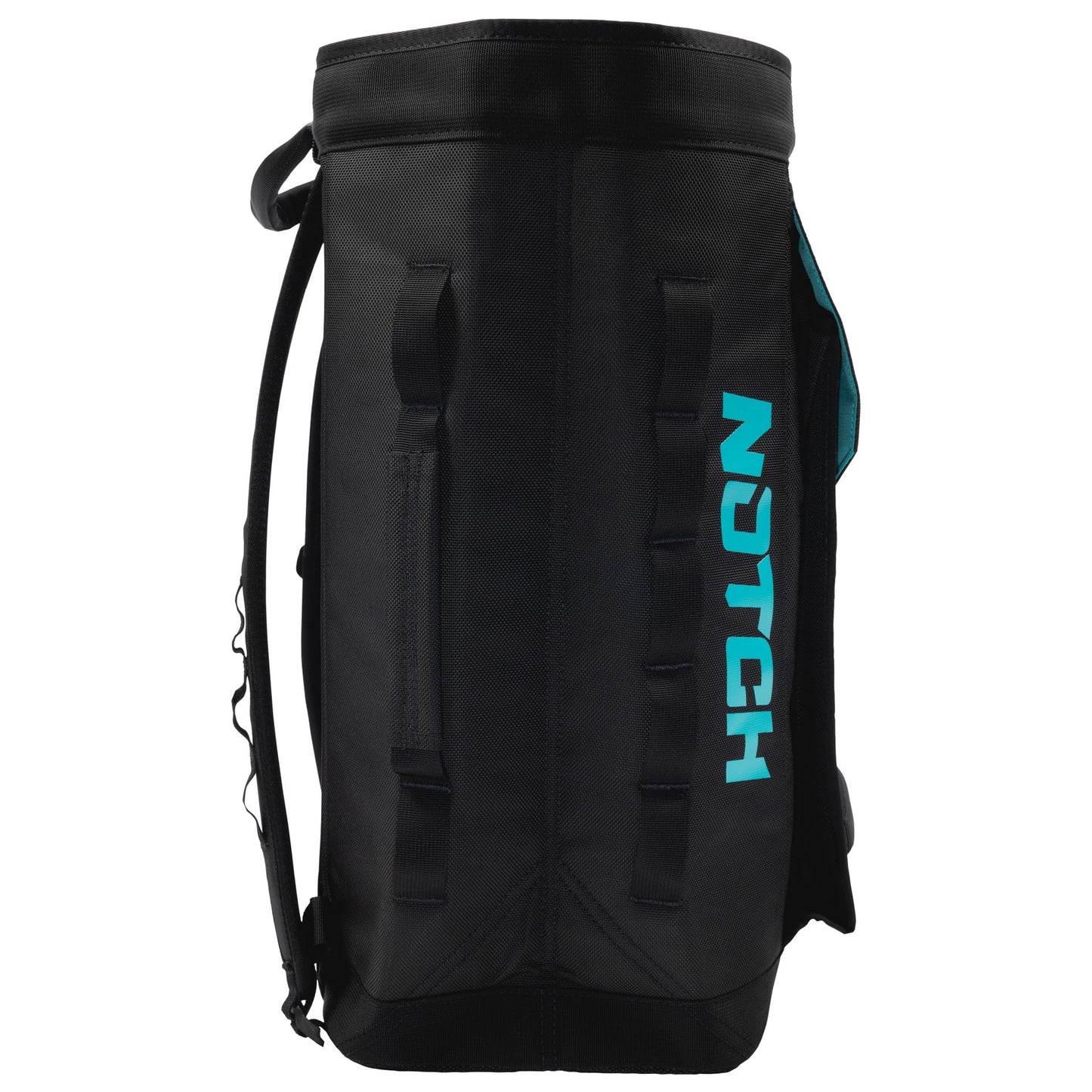 Notch Approach Free-Standing Black Rope Gear Bag, 50L Capacity, Storage pockets, Padded Shoulder Straps, Side Daisy Chains, Roll-Top Closure, Weather Resistant 1680 Denier Fabric (99754)