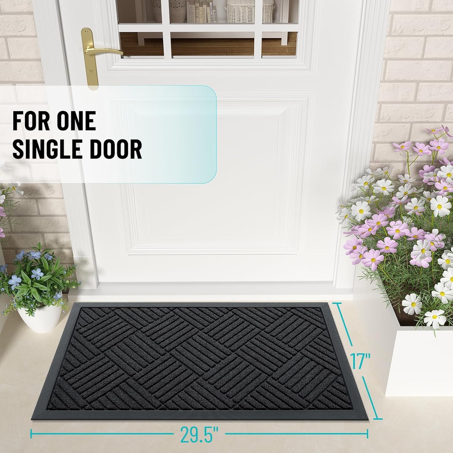 OLANLY Heavy-Duty Front Door Mat | Absorbent Non-Slip Rubber Doormat 29.5x17 - Black Diamond Design