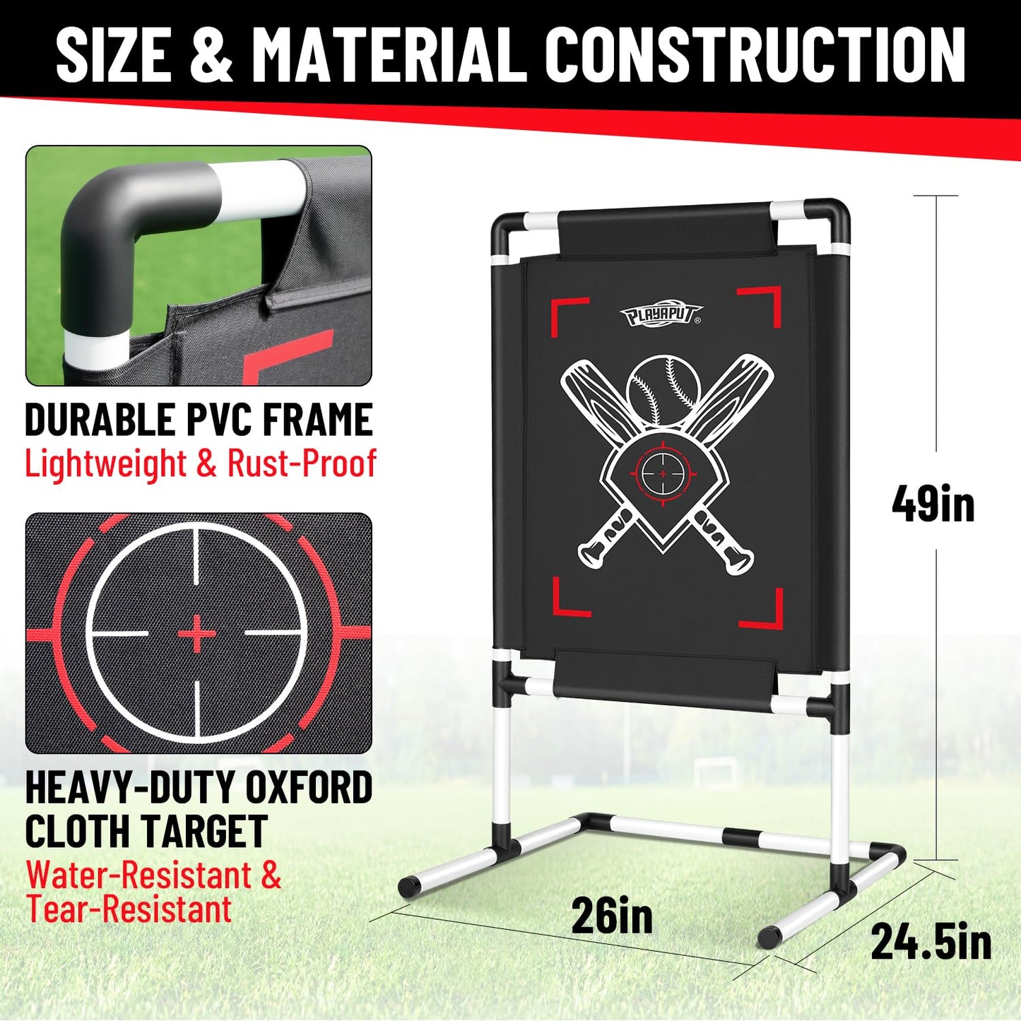Dual-Sided Baseball Strike Zone Target,Adjustable Height Pitching Strike Zone Trainer for Pitching,Throwing Practice, Includes Stakes,Sandbags & Carry Bag for Indoor & Outdoor