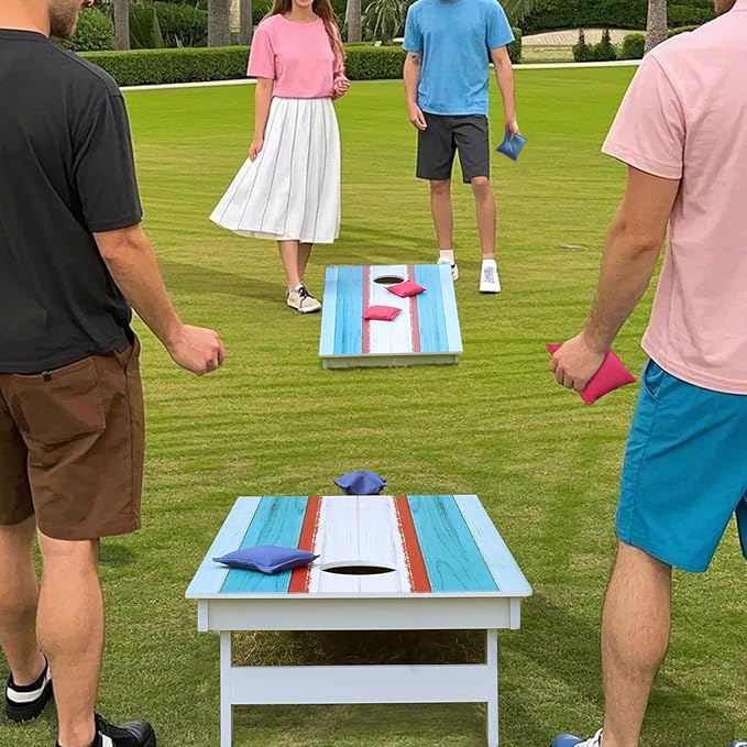 Cornhole Board Set, Regulation Size 4 x 2FT/3 x 2FT Solid Wood Corn Hole Game Set with 8 Bean Bags,2 Cornhole Boards and 1 Carry Bag for Outdoor Beach Toss Games Competitions