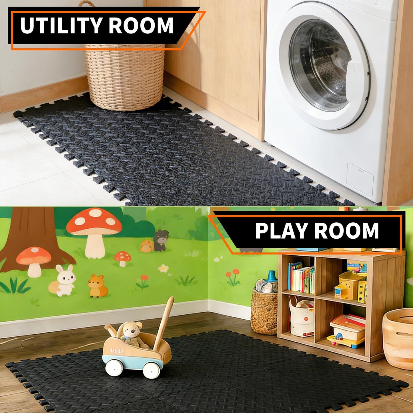 Maziloxe Gym Flooring for Home Gym, 18 PCS Anti-Slip Interlocking Foam Floor Tiles, 12.6"x12.6"x0.4" EVA Exercise Mats, Puzzle Floor Mat For Workout, Yoga, Kids Play Area, Treadmill, Garage