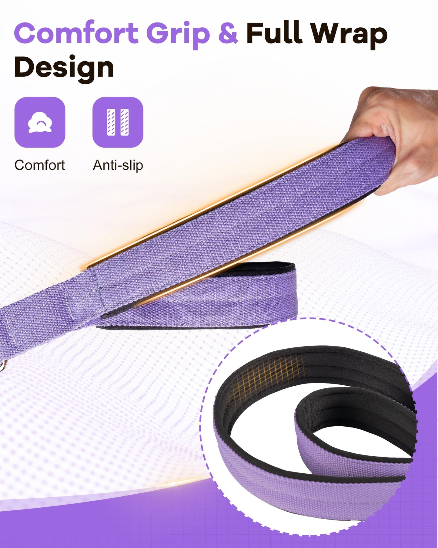 Wonderful Day 2PCS Pilates Straps for Reformer, Comfortable Enhanced Thickness, Fitness Pilates Double Loop Exercise Straps for Home Gym Workout(Purple)