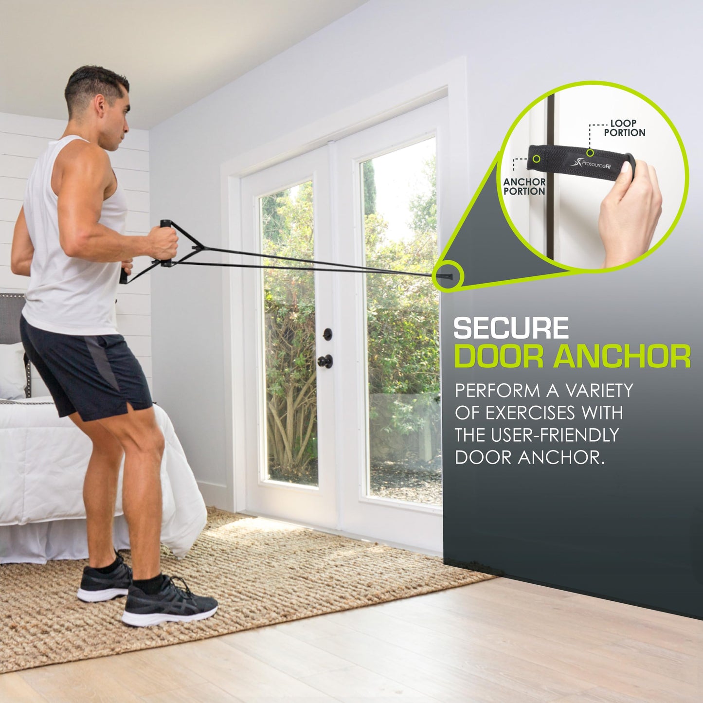 ProsourceFit Tube Resistance Bands Set 2 - 20 LB with Attached Handles, Door Anchor and Exercise Guide Full-Body Exercises and Home Workouts
